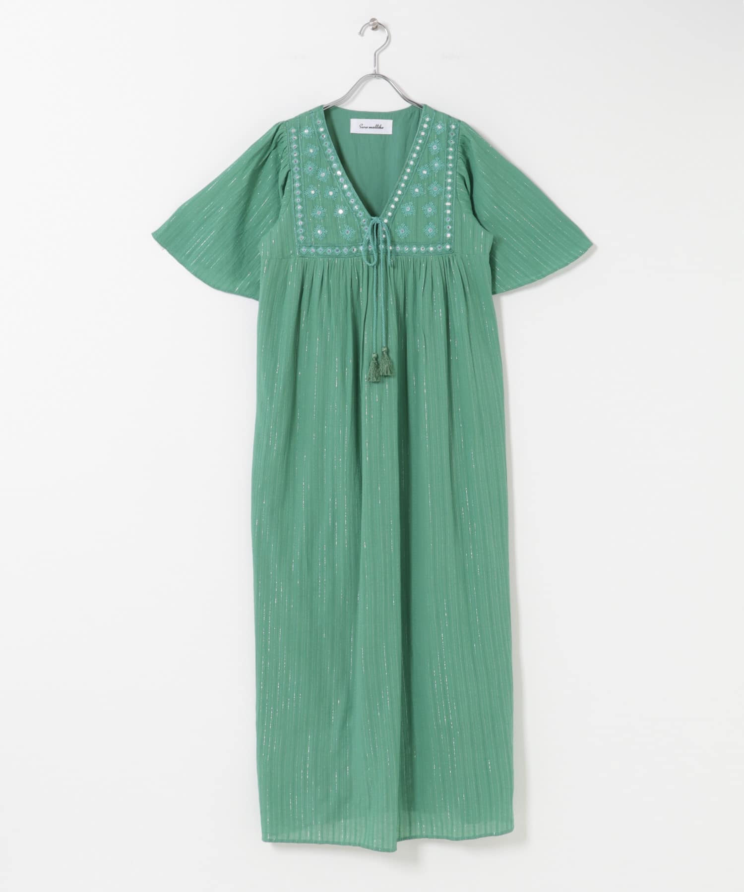 sara mallika　ジャガードミラーエンブロイダリードレス GREEN M