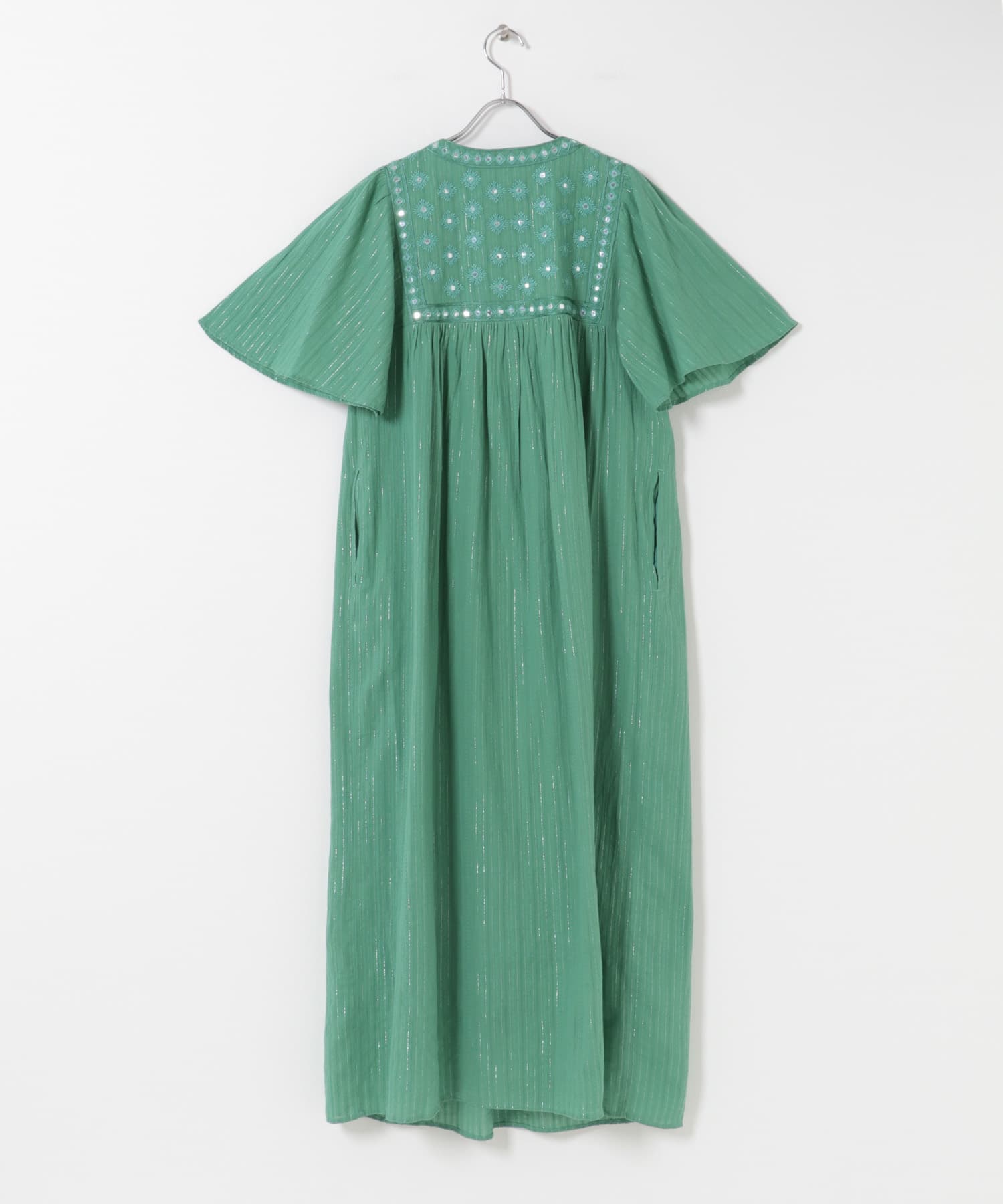 sara mallika　ジャガードミラーエンブロイダリードレス GREEN M