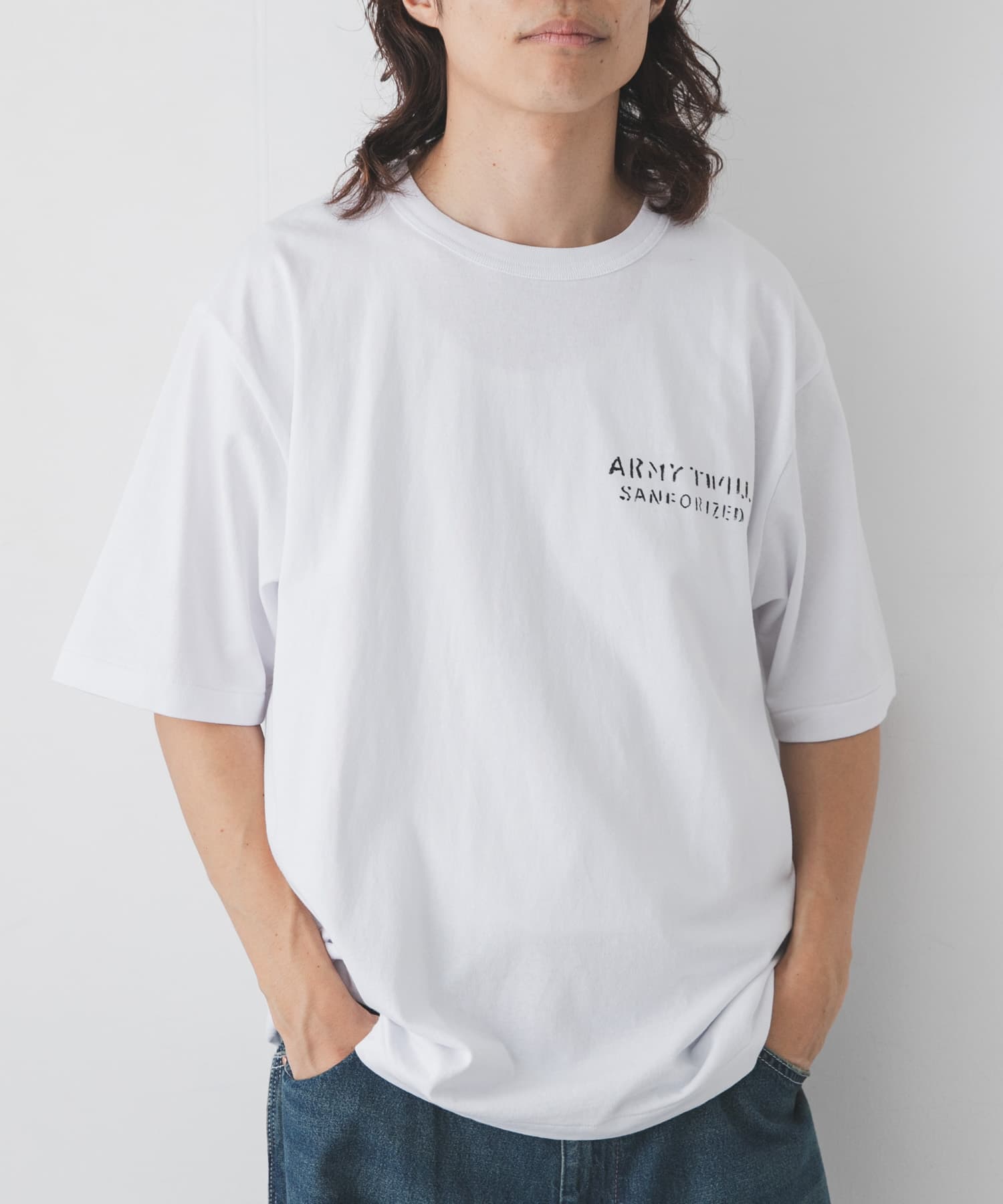 ANGINE 公式半袖Tシャツ ホワイト М ARMY TWILL Print HS T-shirts Craft(M WHITE): トップス｜URBAN