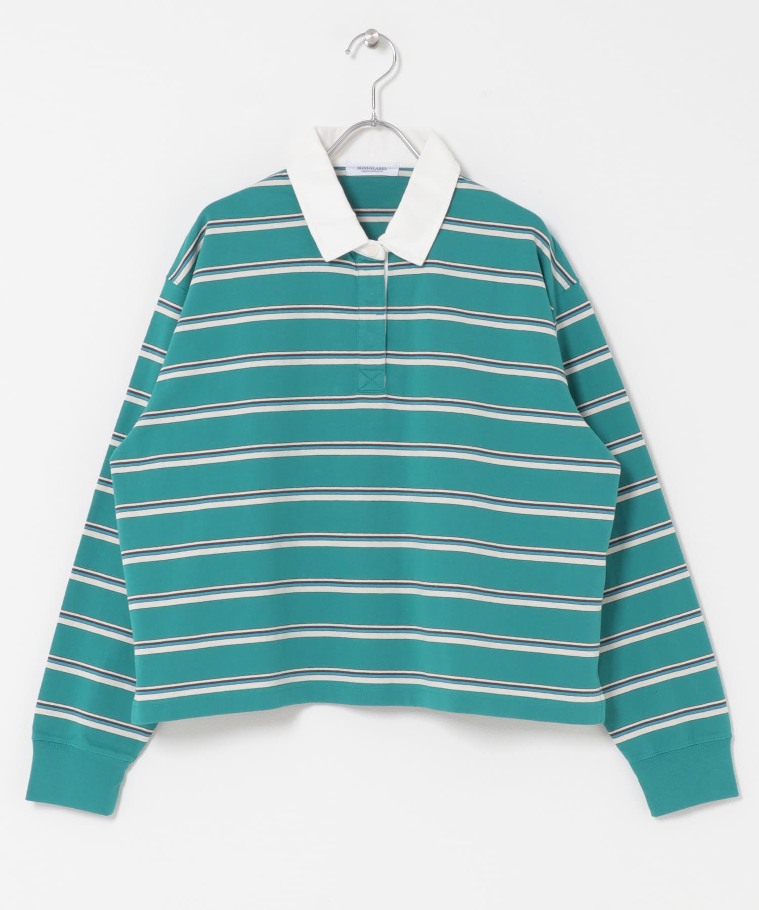 マルチボーダーラガーシャツ グリーン系 Free