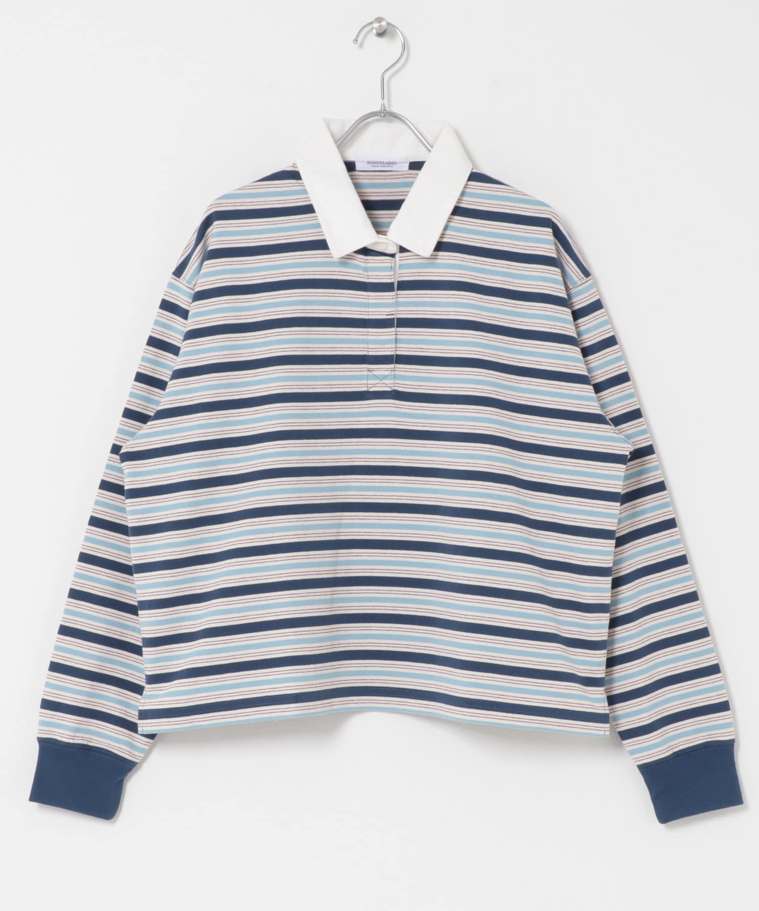 マルチボーダーラガーシャツ ネイビー系 Free