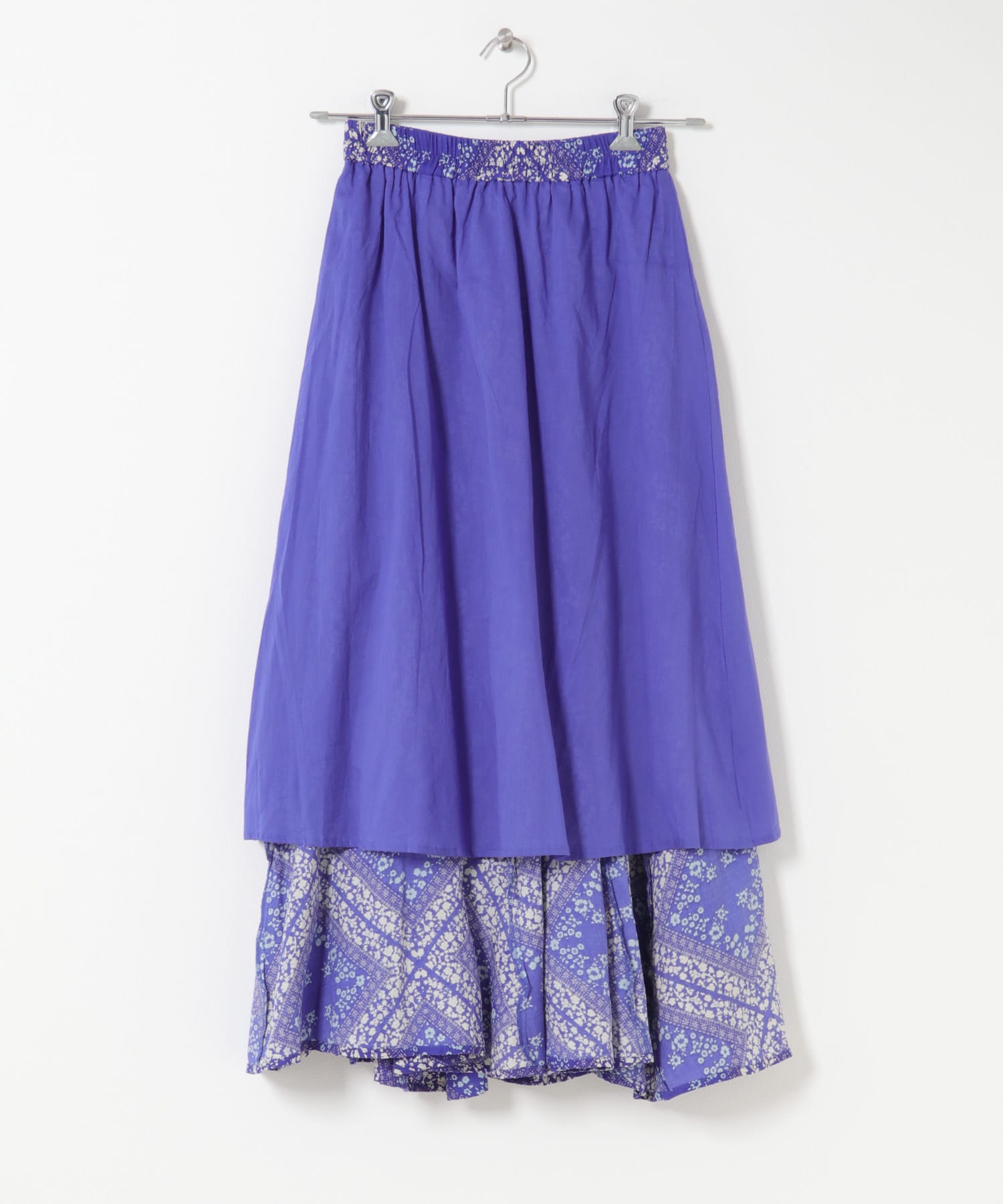 パネル柄プリントスカート ブルー系 Free