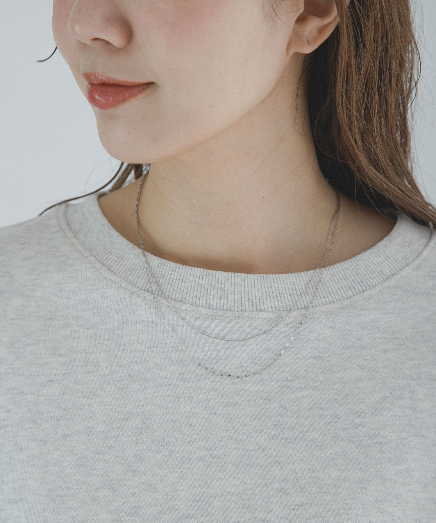 ステンレス二連ナローネックレス シルバー One