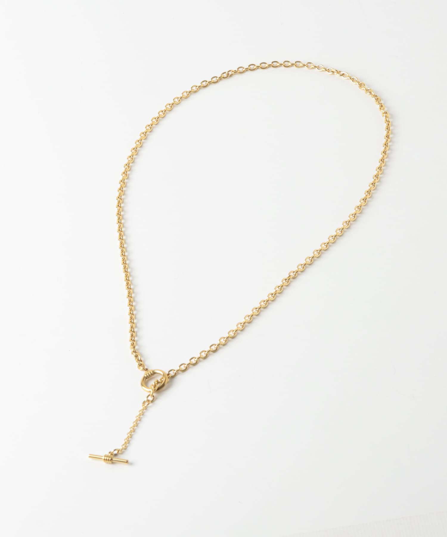 ステンレスラリエットチェーンネックレス ゴールド One