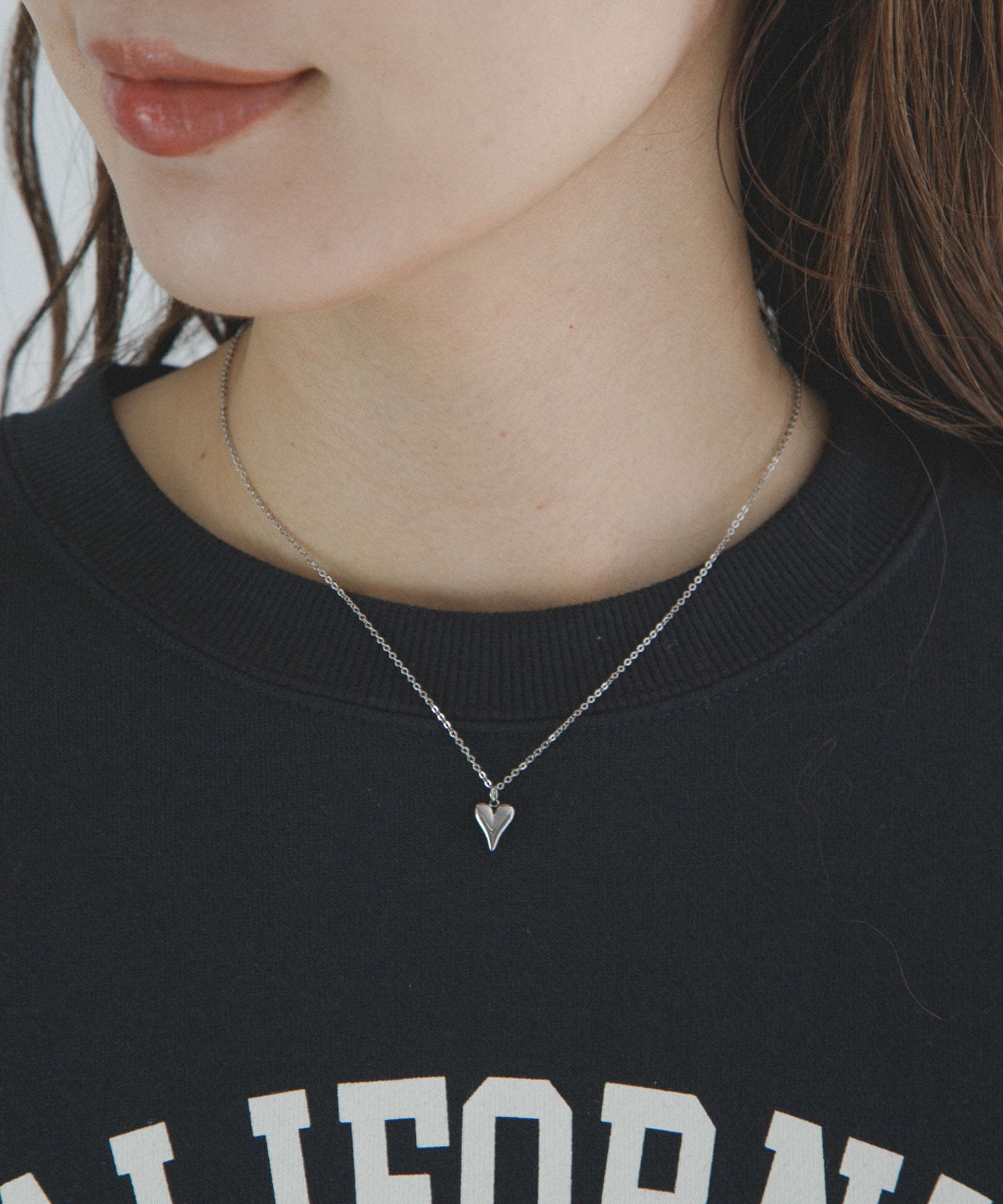 ステンレスハートトップネックレス シルバー One