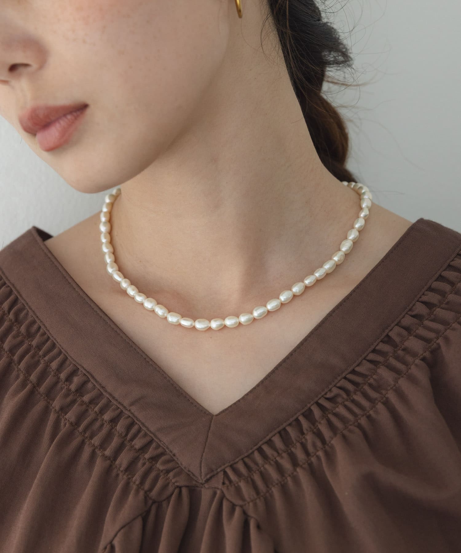 日本製淡水ランダムパールネックレス