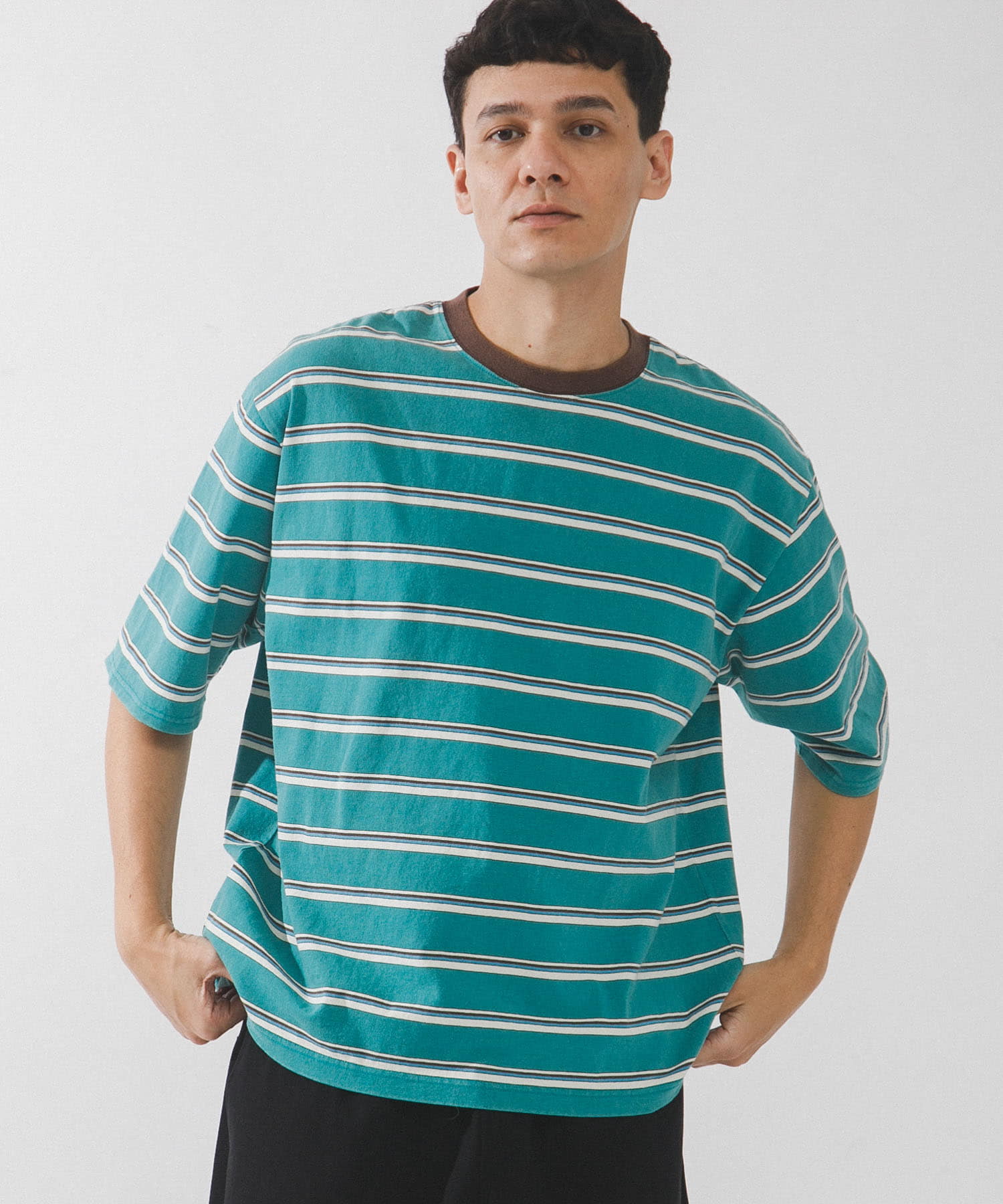 マルチボーダーショートスリーブTシャツ(M ブルー): トップス｜URBAN