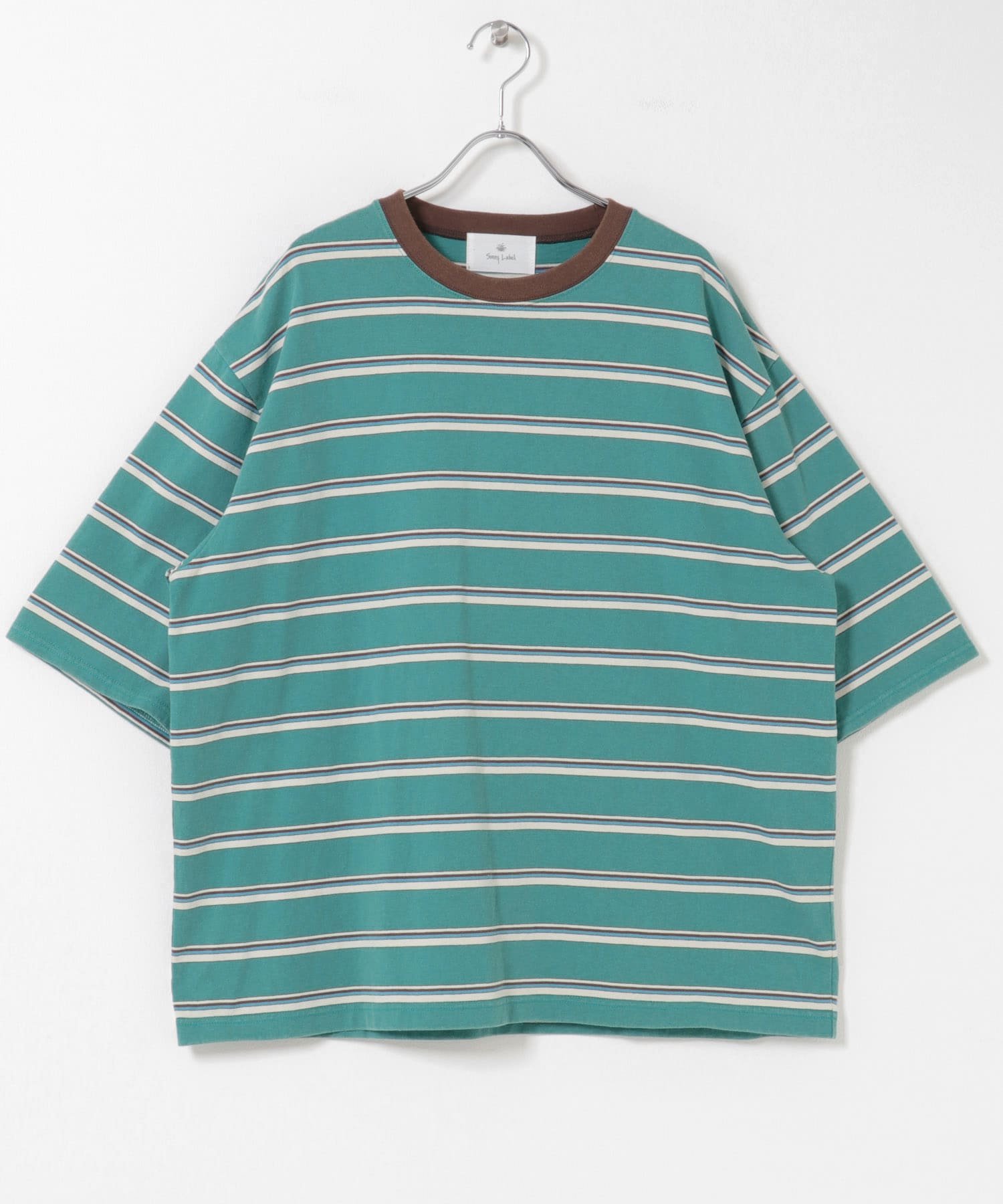 マルチボーダーショートスリーブTシャツ グリーン M