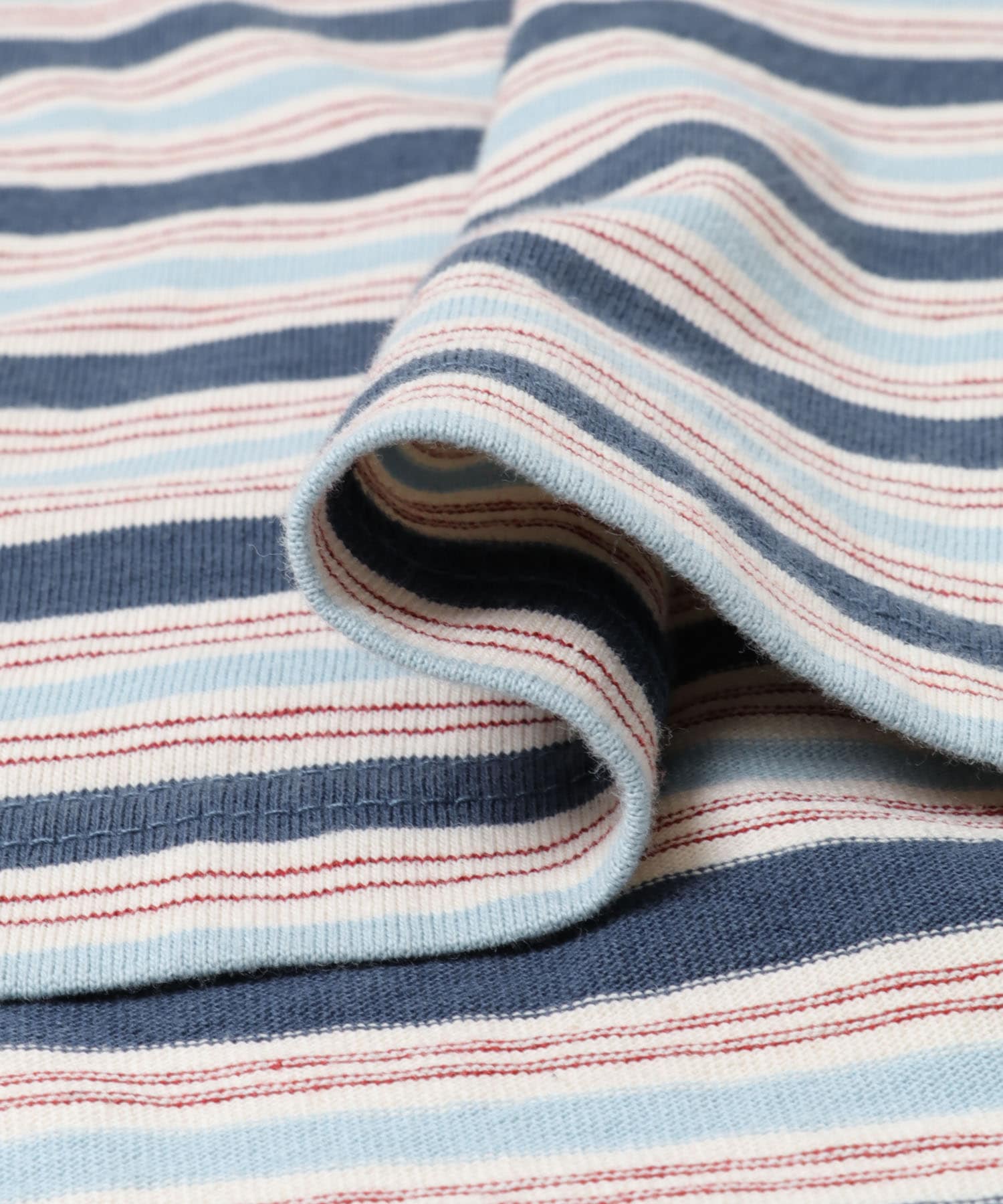 マルチボーダーショートスリーブTシャツ ブルー M