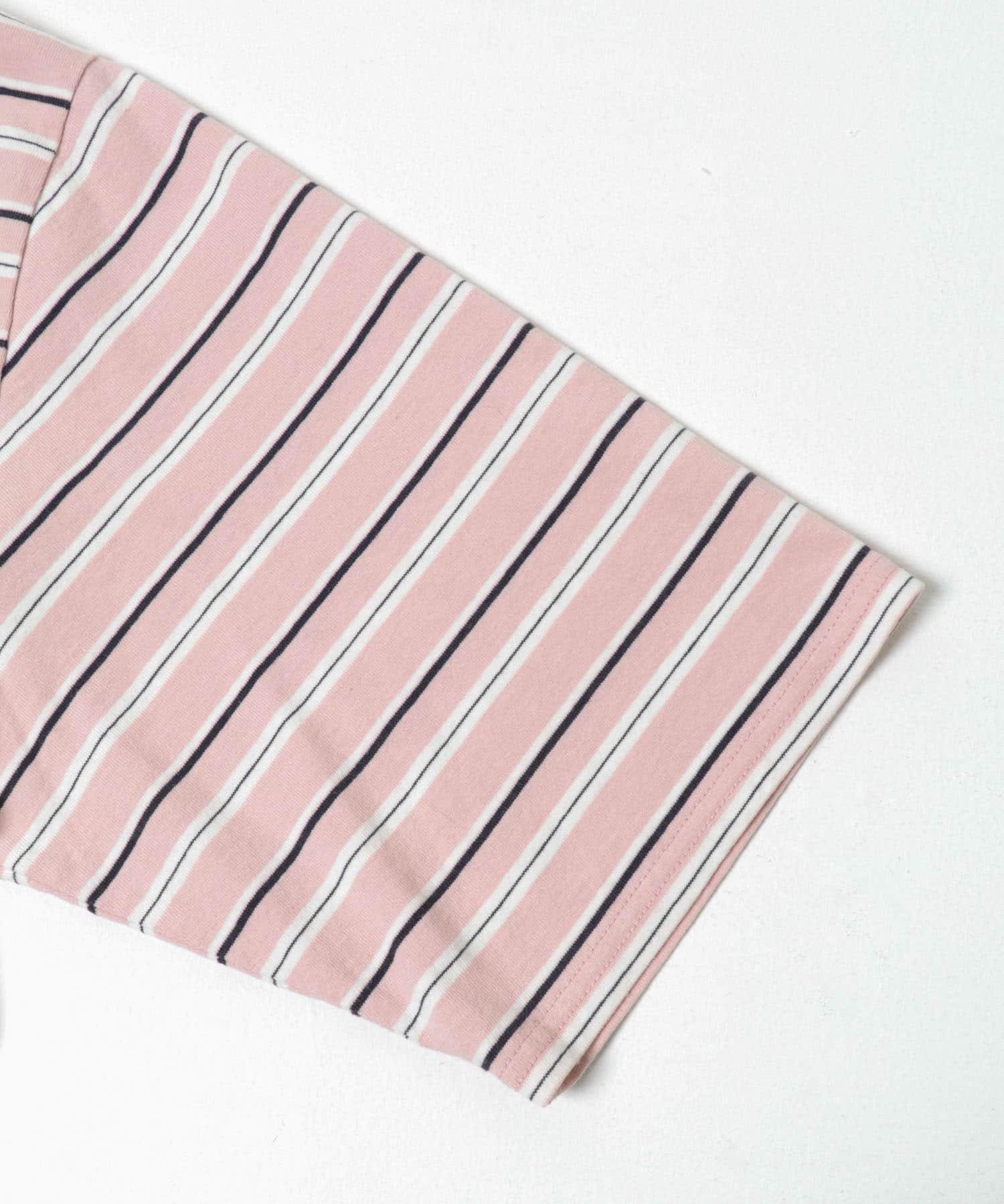 マルチボーダーショートスリーブTシャツ ピンク M