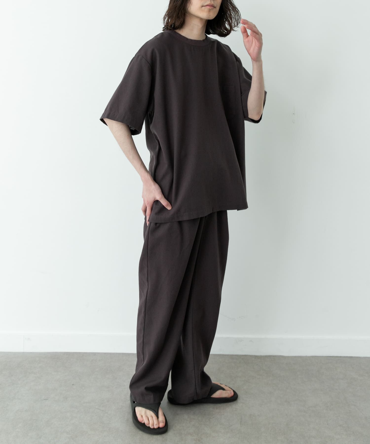 接触冷感リネン混ショートスリーブTシャツ(M ストライプ): トップス