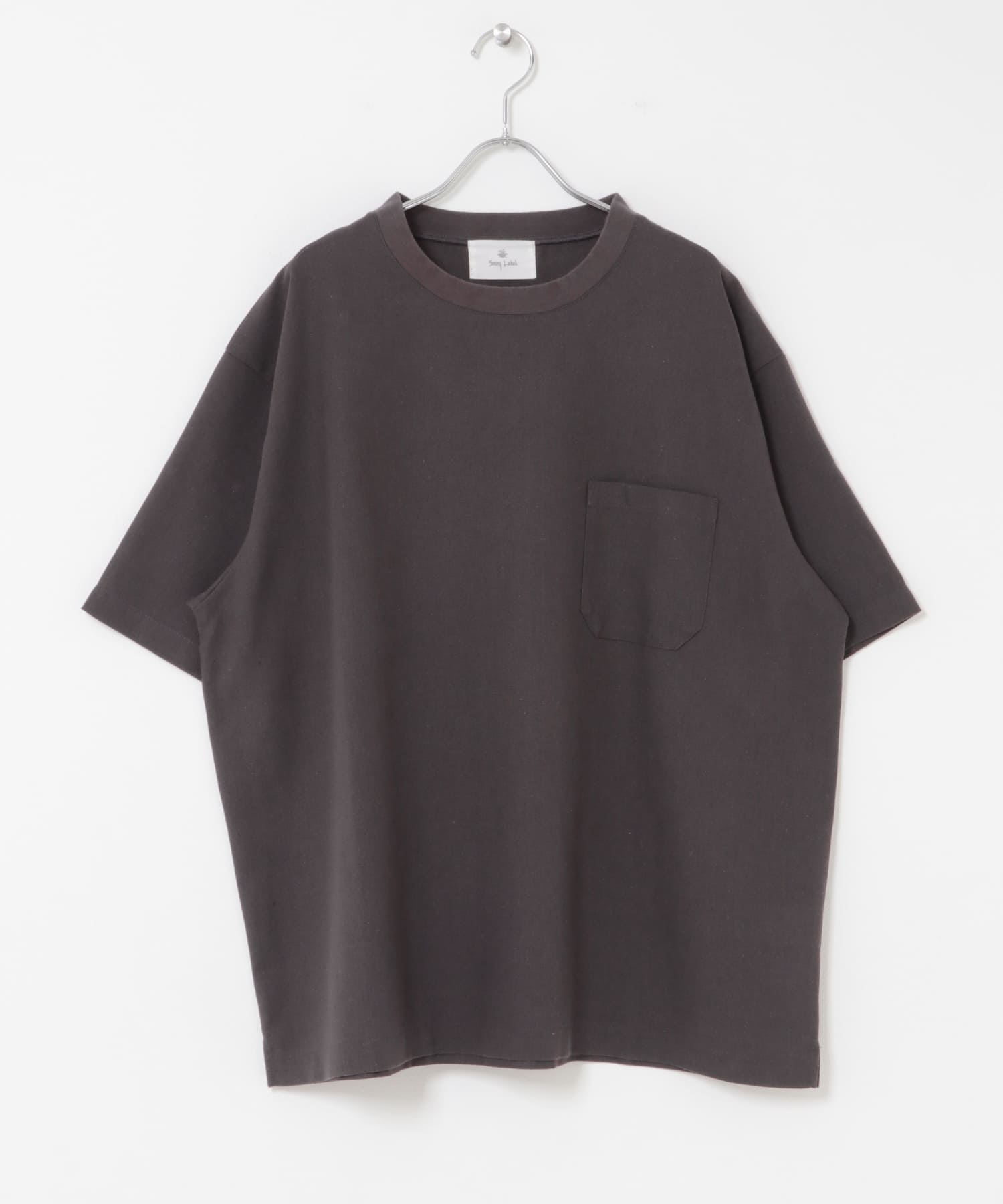 接触冷感リネン混ショートスリーブTシャツ チャコール M
