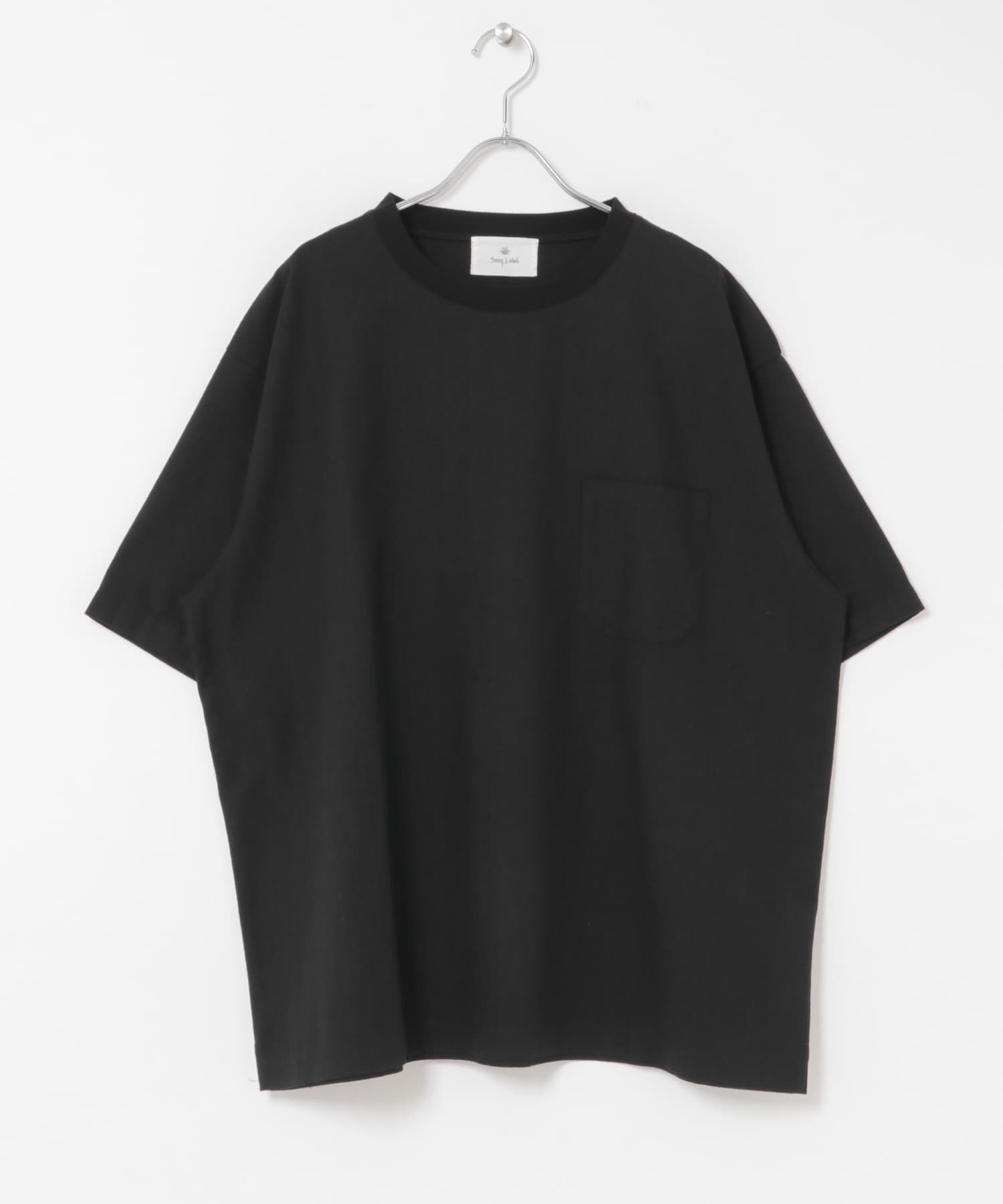 接触冷感リネン混ショートスリーブTシャツ ブラック M
