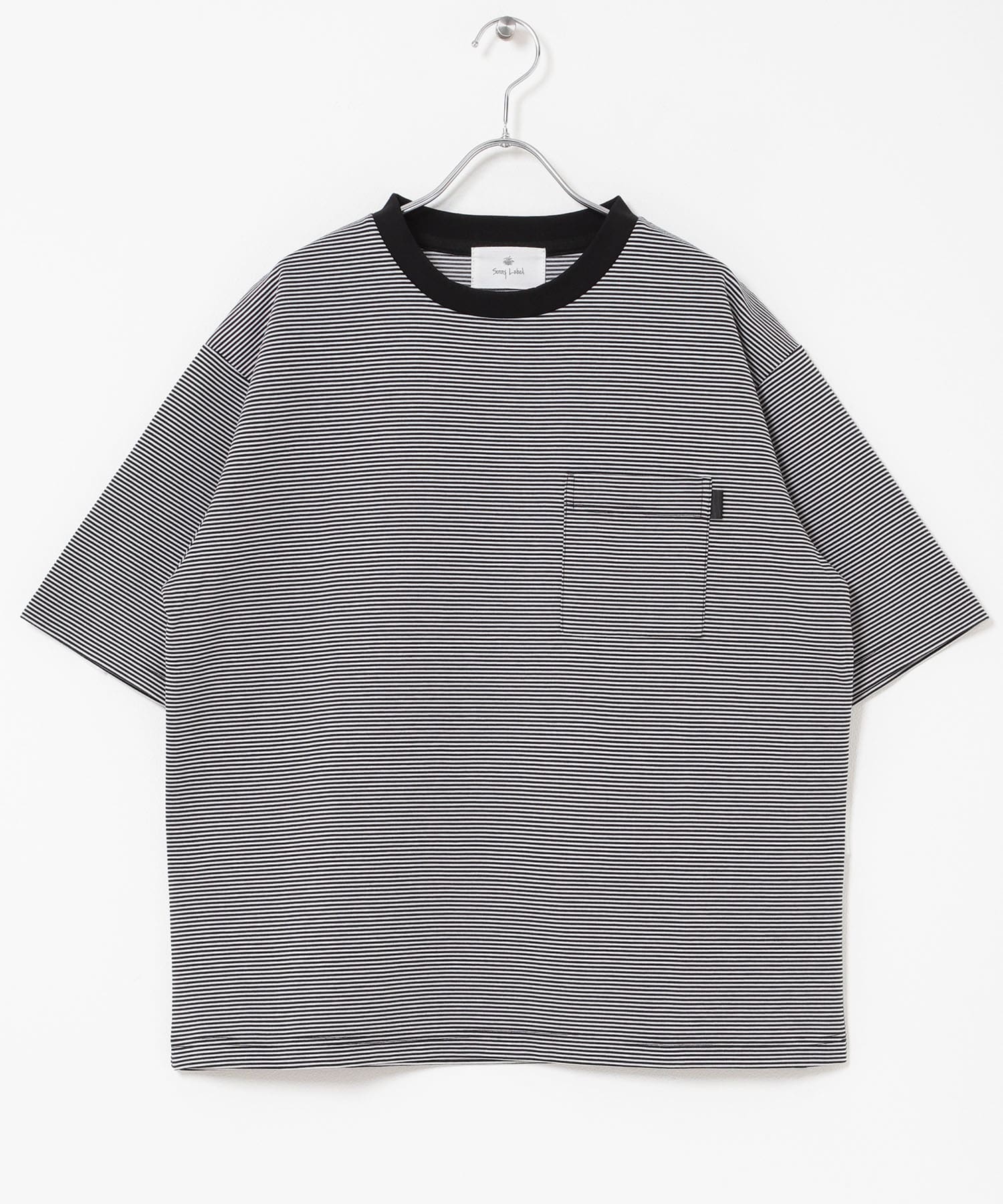 ポンチポケット付ショートスリーブTシャツ ボーダー M
