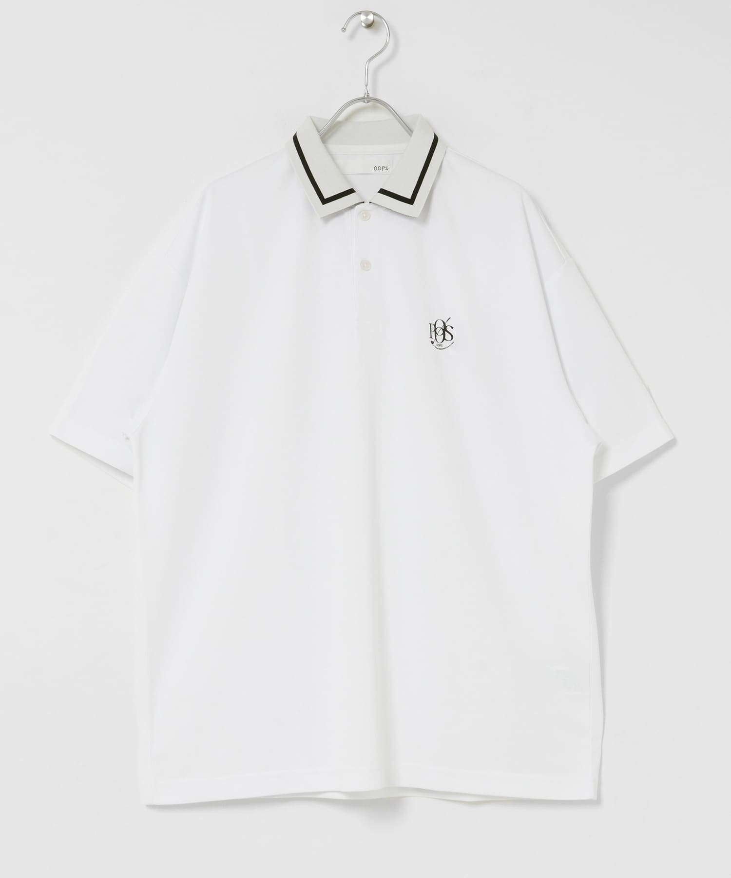 OOPS　吸水速乾ラインポロシャツ OFF M