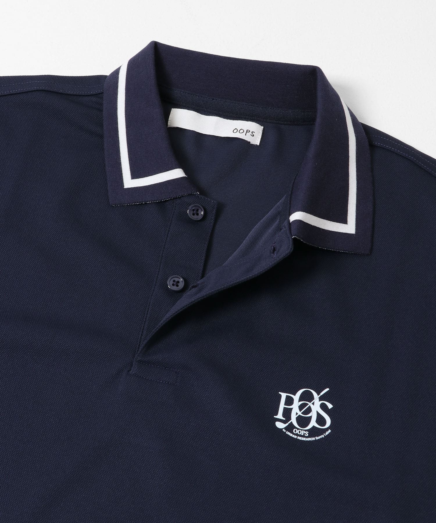 OOPS　吸水速乾ラインポロシャツ NAVY M