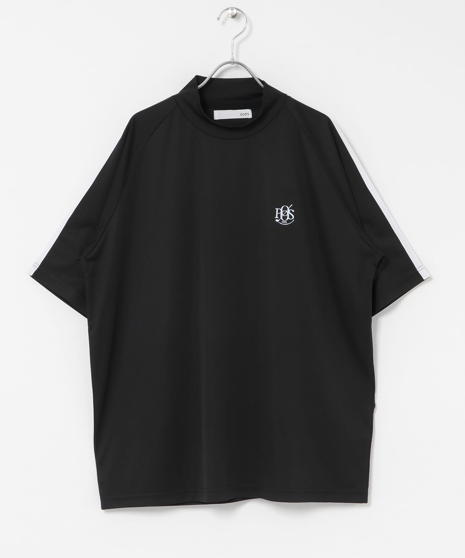 OOPS 吸水速乾ラインモックネックTシャツ(M DARK NAVY): トップス