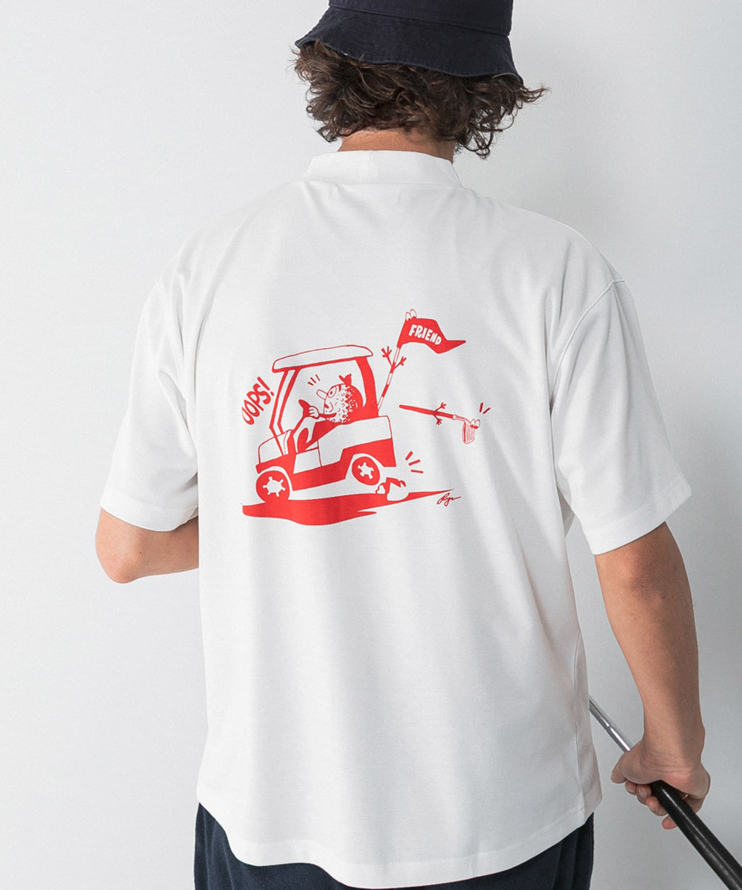 OOPS×RYUAMBE　コラボモックネックTシャツ