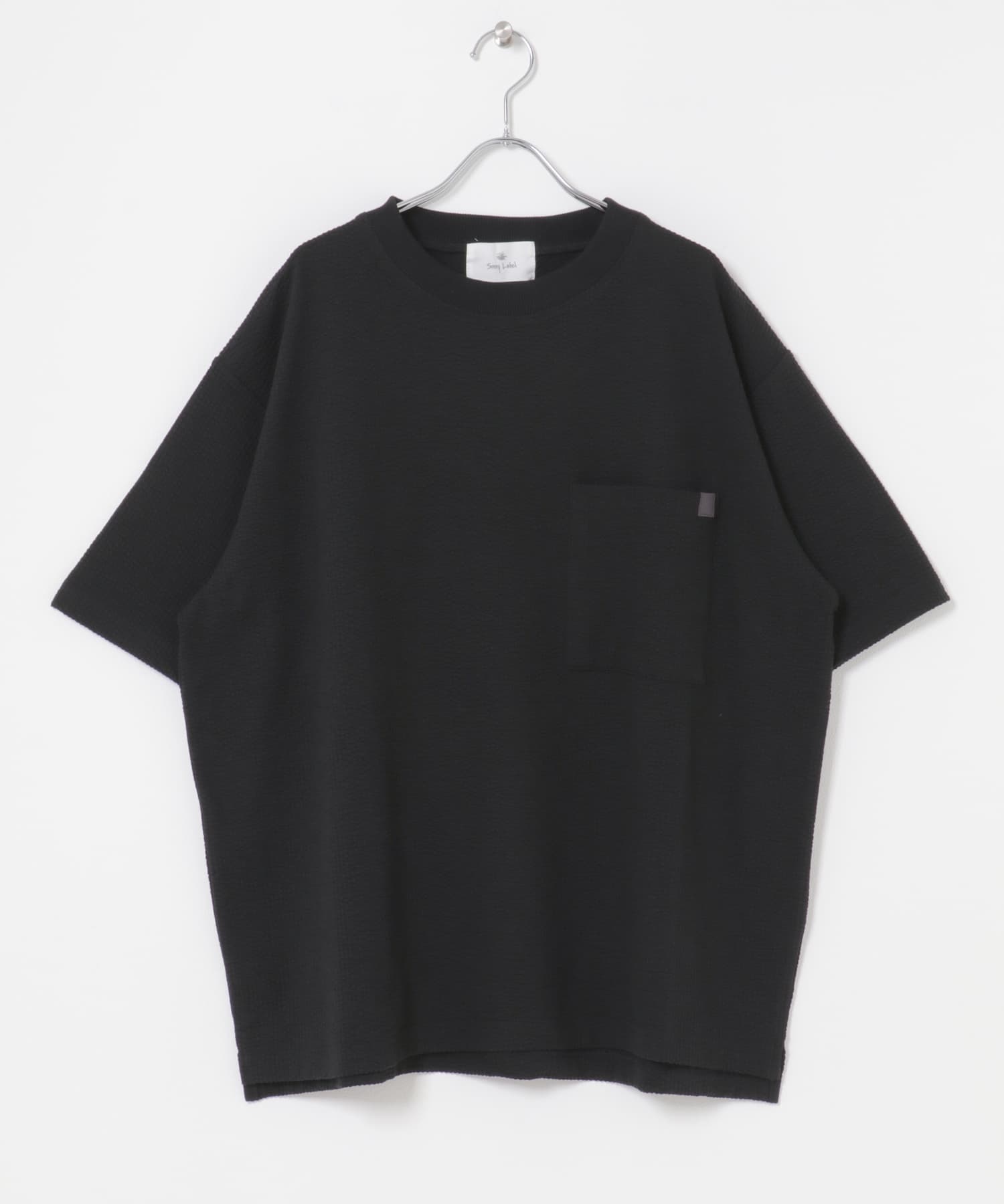 カットシアサッカーショートスリーブTシャツ ブラック M