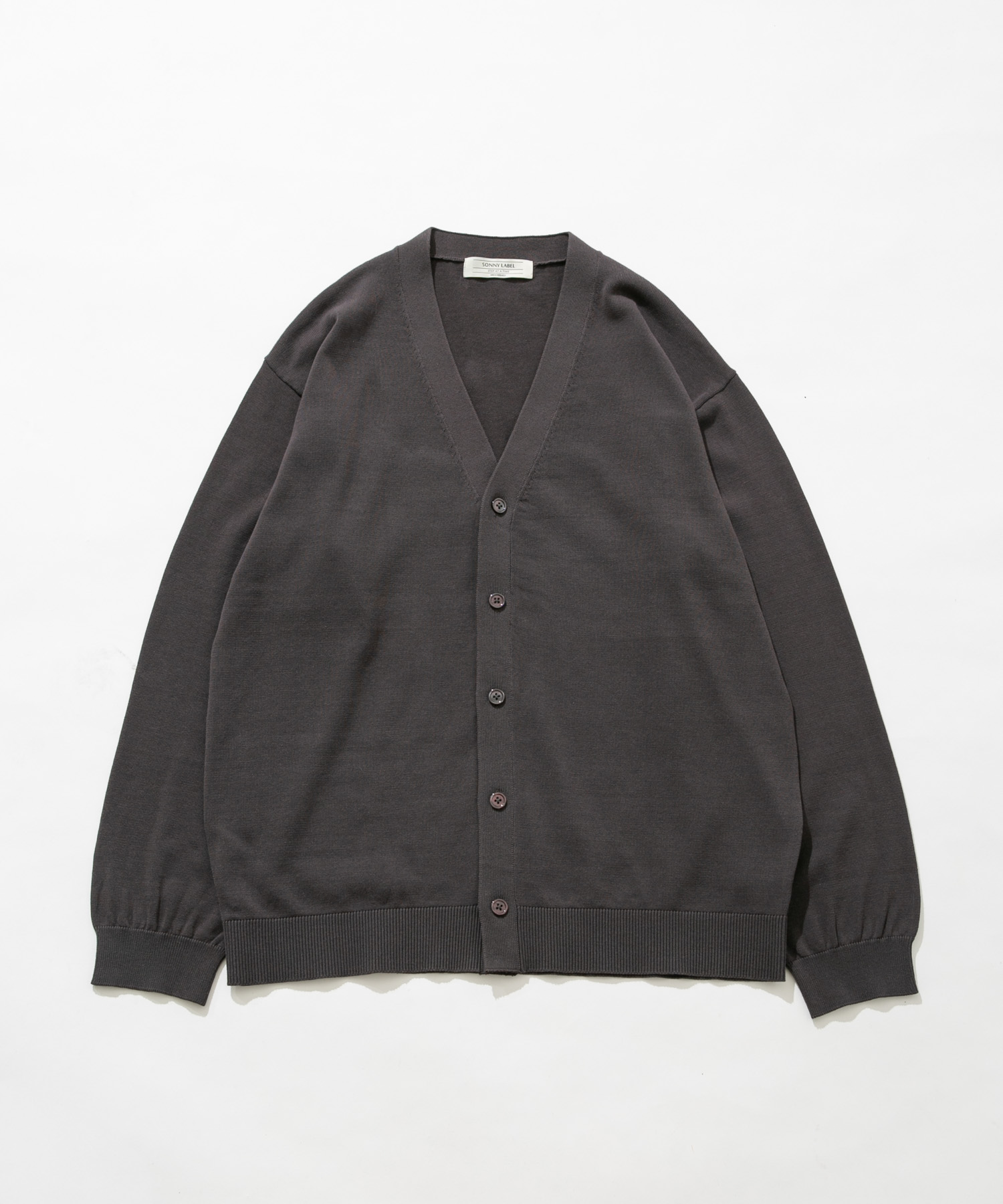強撚コットンニットカーディガン チャコール M
