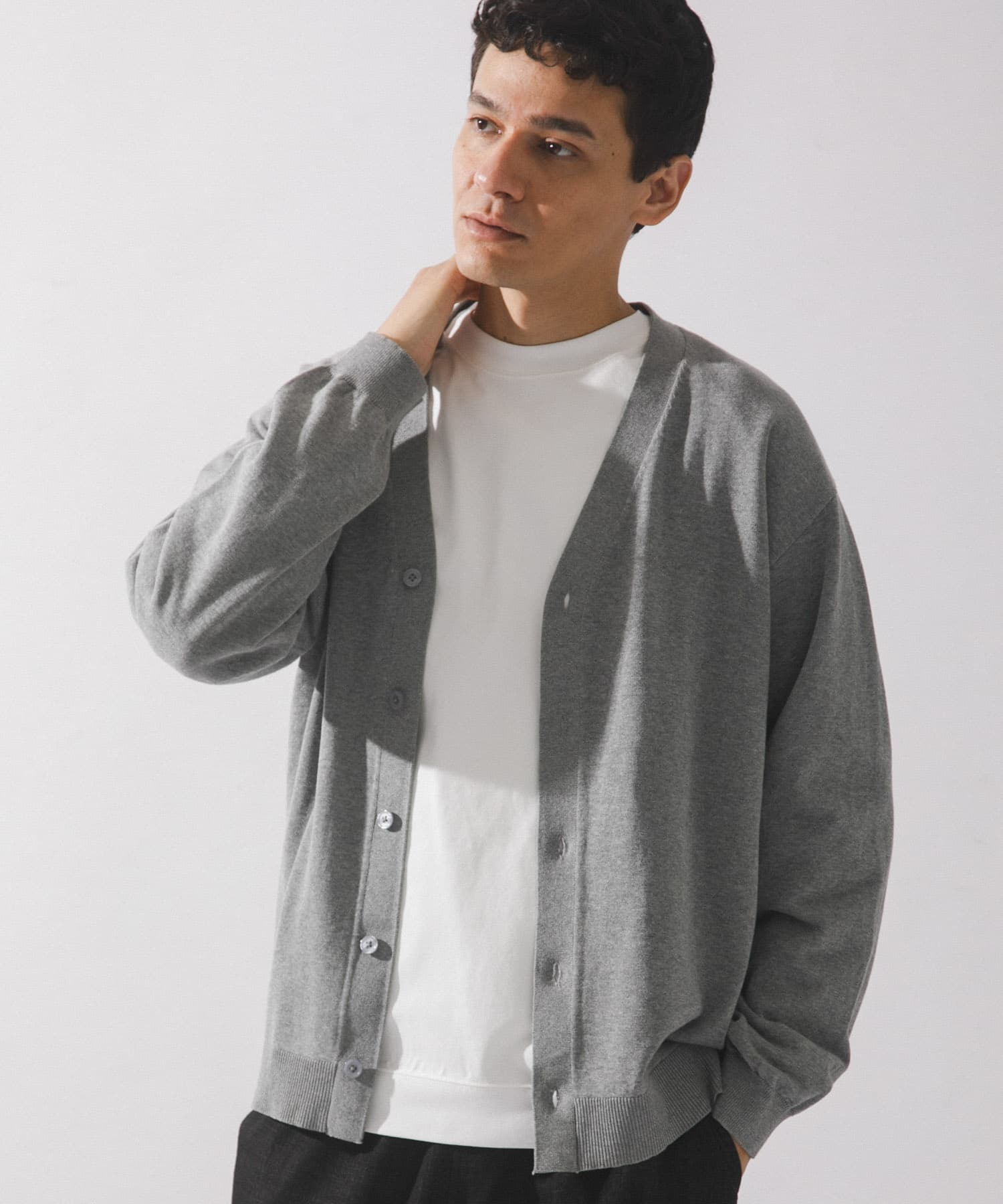 強撚コットンニットカーディガン