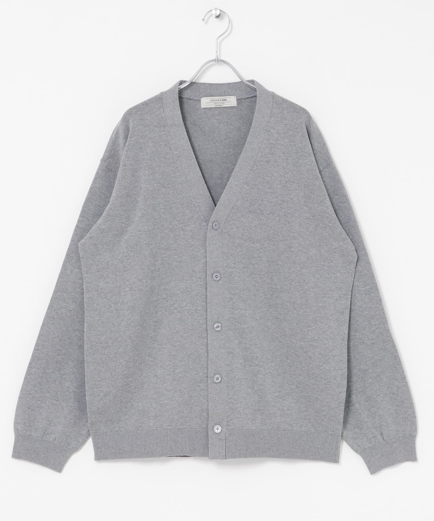 強撚コットンニットカーディガン グレー M