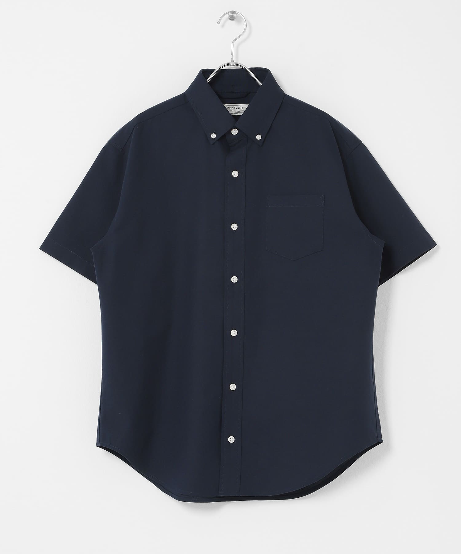 抗菌オックスボタンダウン半袖シャツ ネイビー M