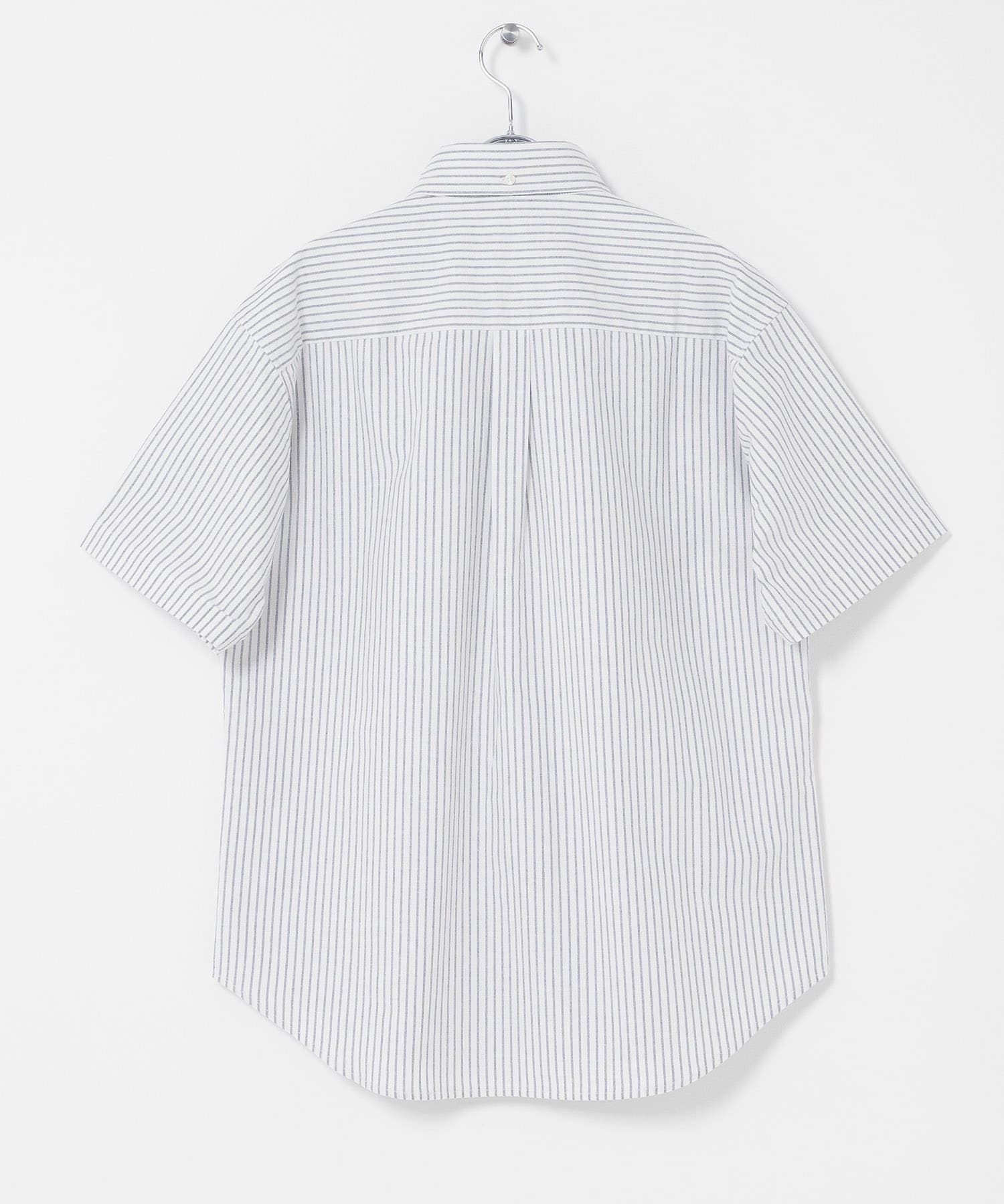 抗菌オックスボタンダウン半袖シャツ オフストライプ M
