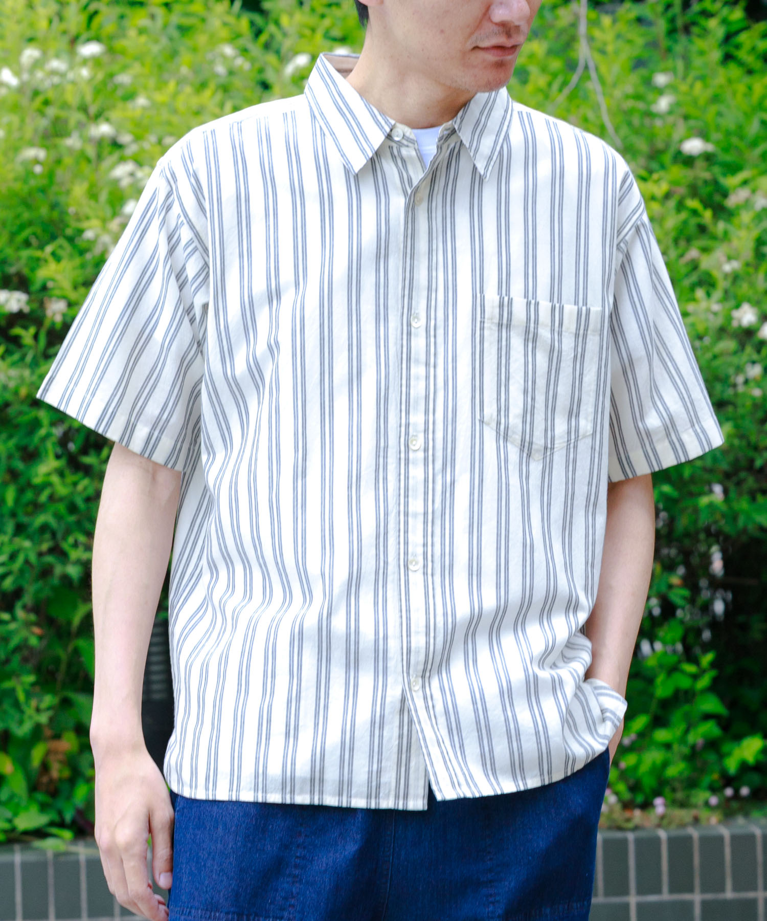 インドコットンストライプシャツ