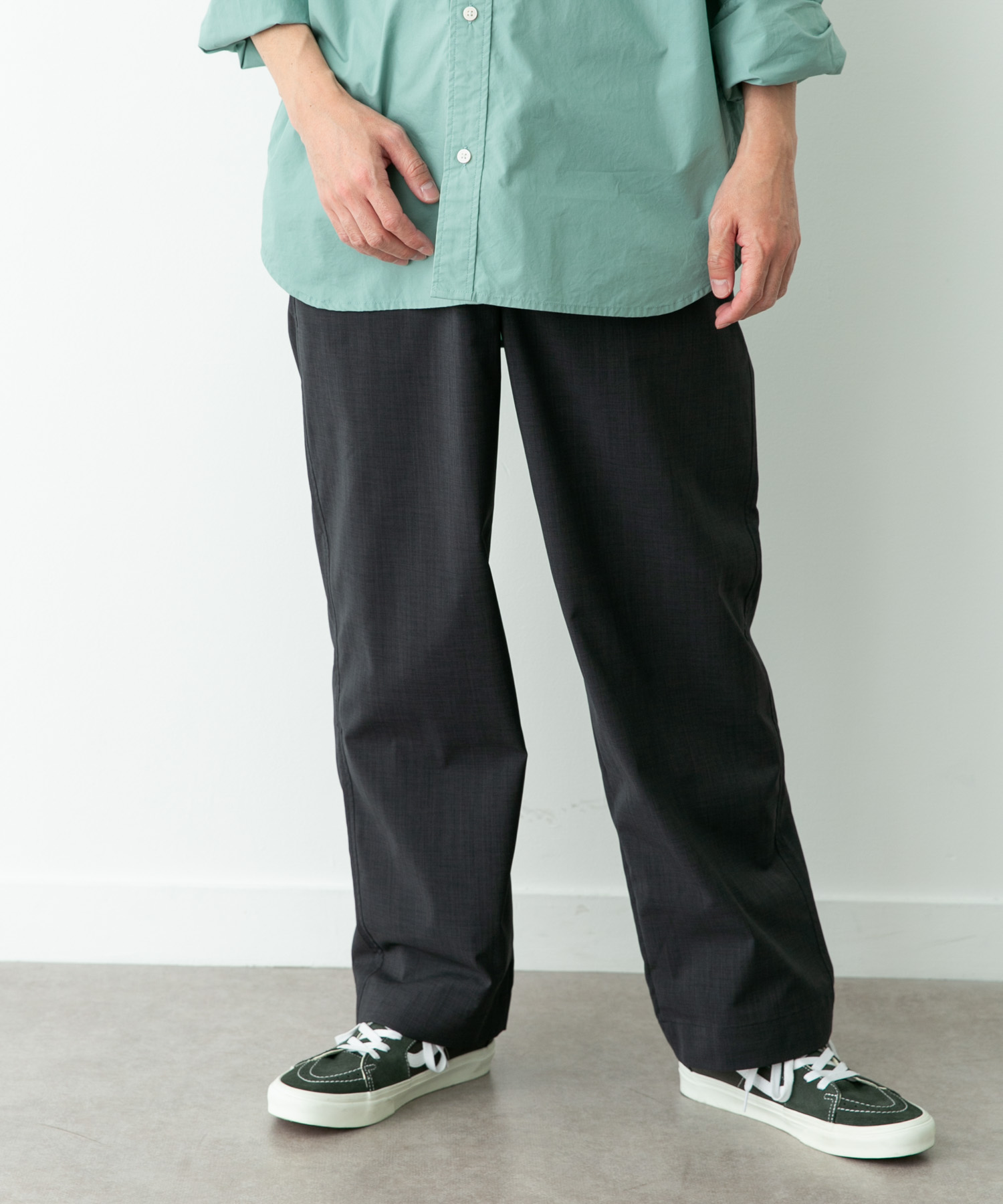 リネンタッチポリエステルイージーパンツ