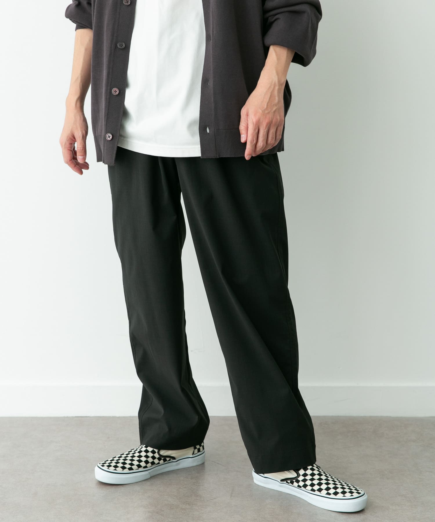 リネンタッチポリエステルイージーパンツ