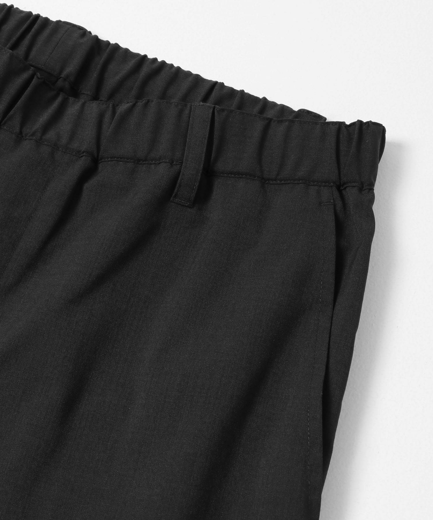 リネンタッチポリエステルイージーパンツ ブラック M