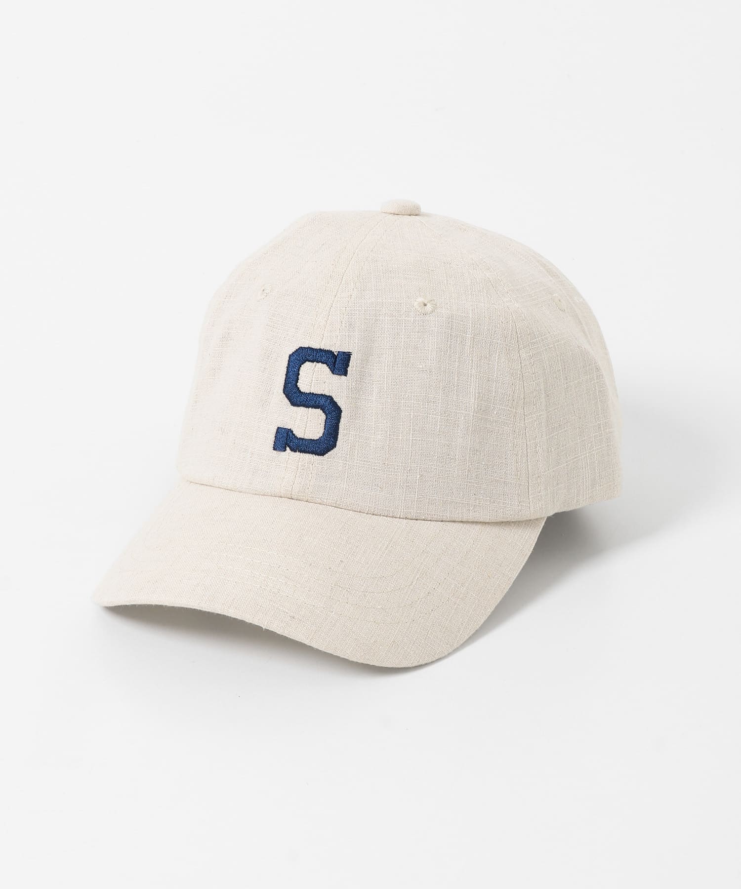 リネン混刺繍キャップ