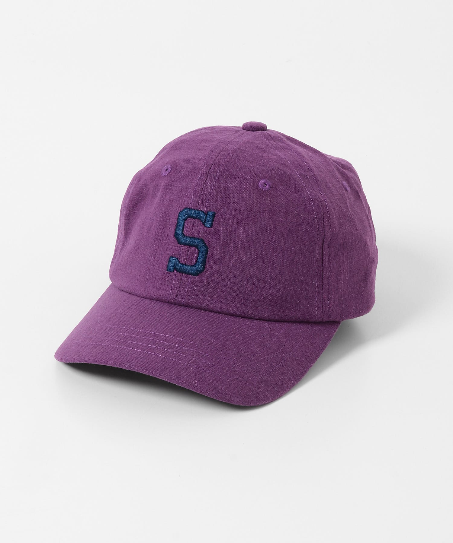 リネン混刺繍キャップ