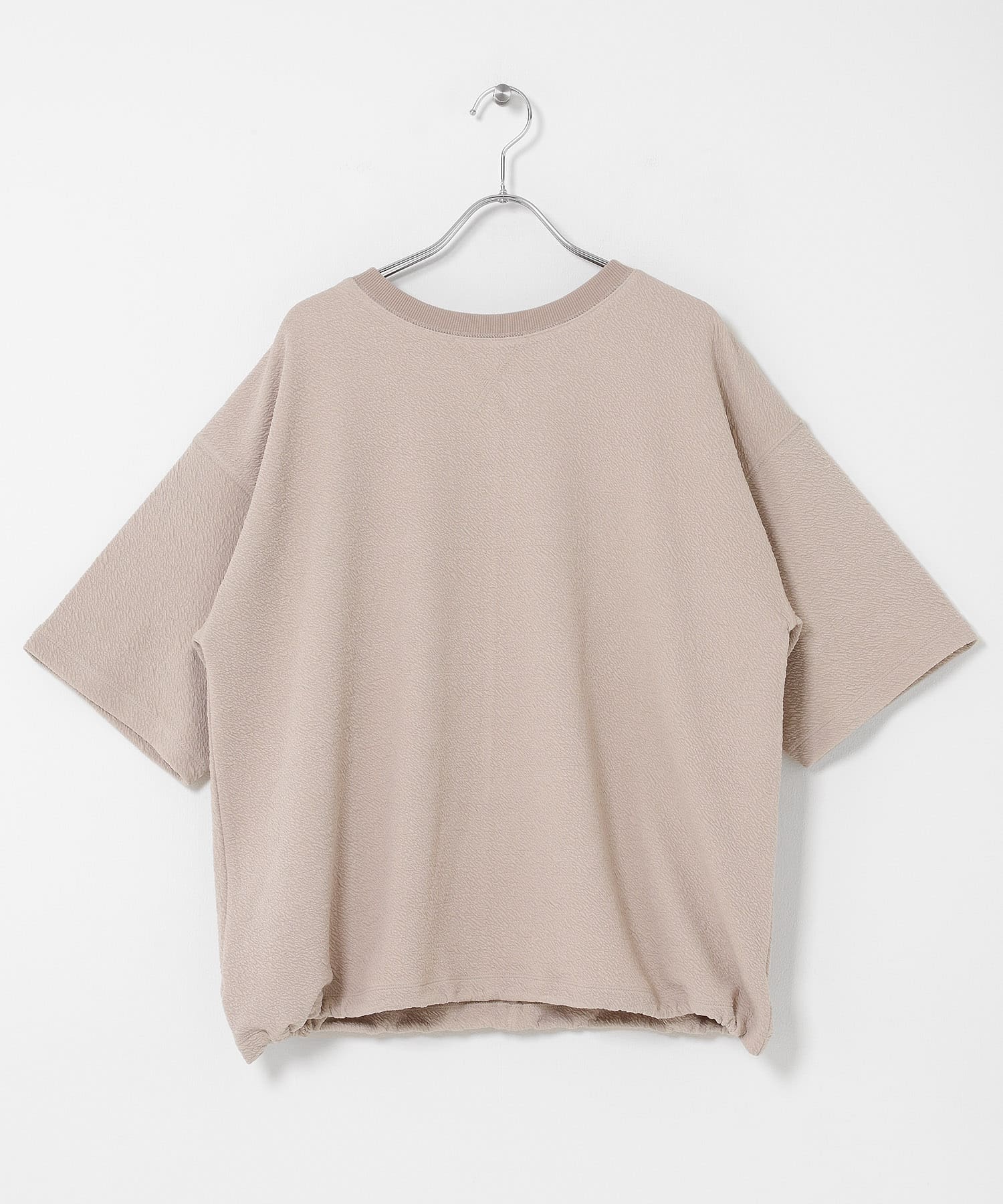 カットジャガードドロスト五分袖プルオーバー グレージュ Free