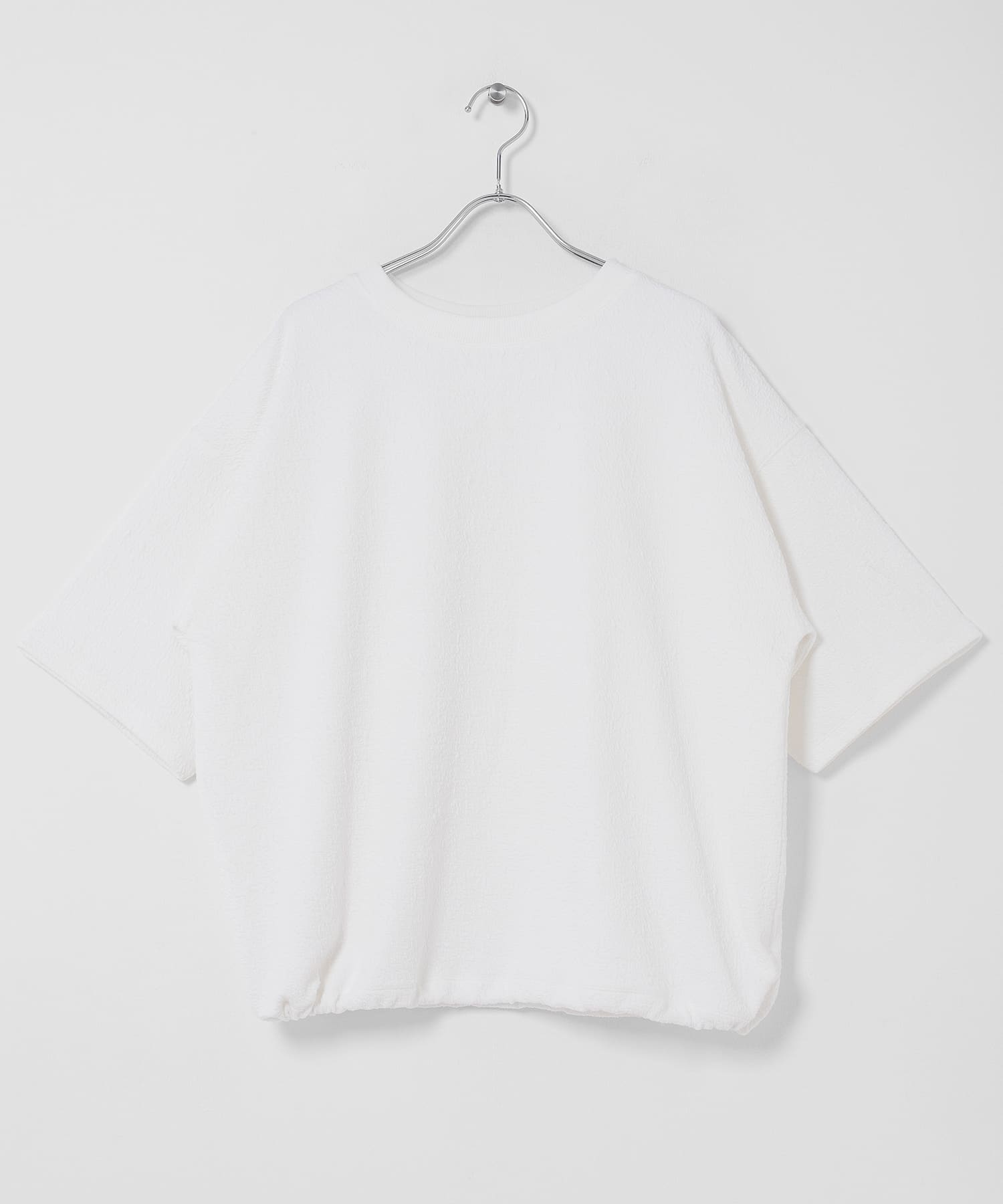 カットジャガードドロスト五分袖プルオーバー オフ Free