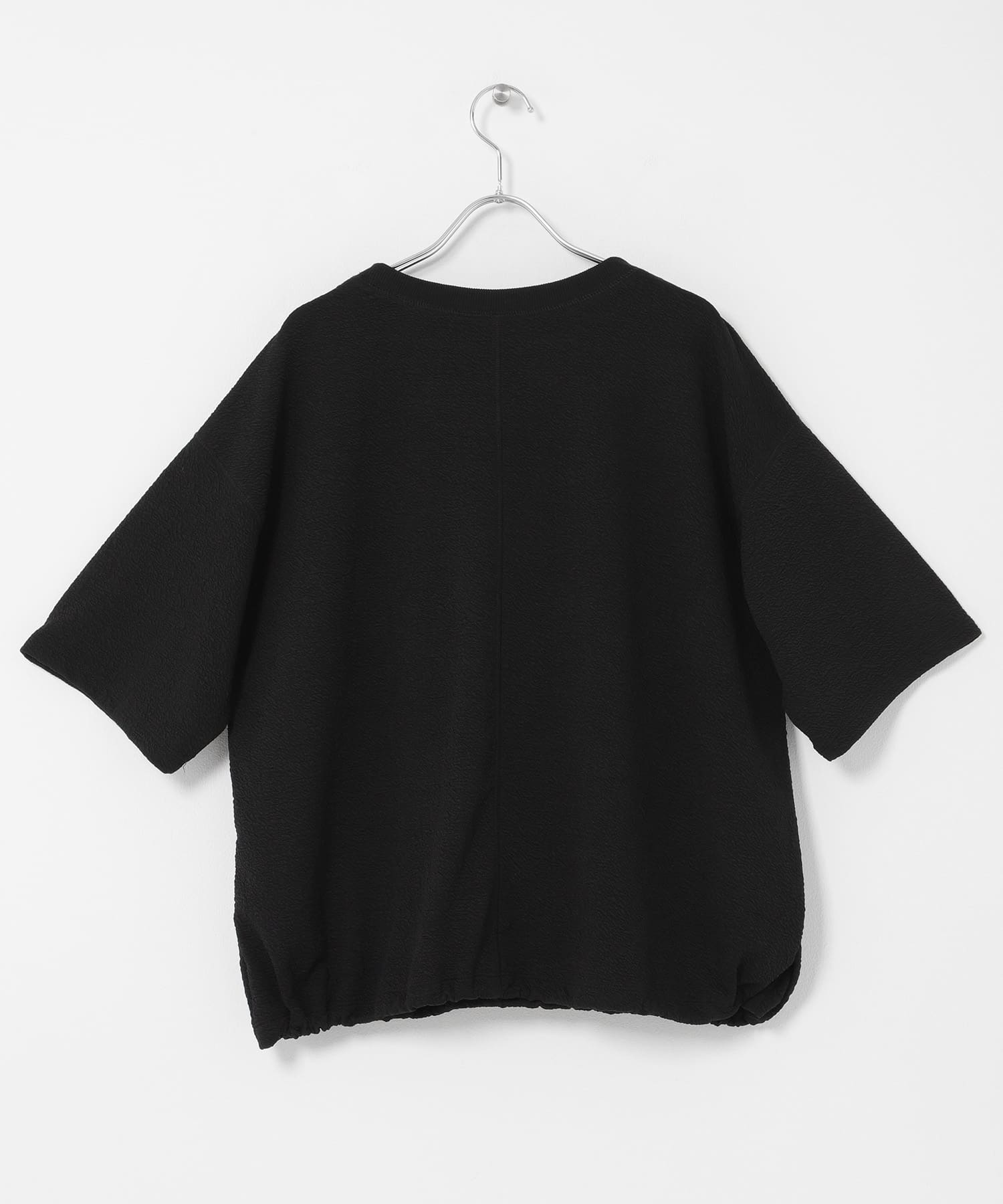 カットジャガードドロスト五分袖プルオーバー ブラック Free