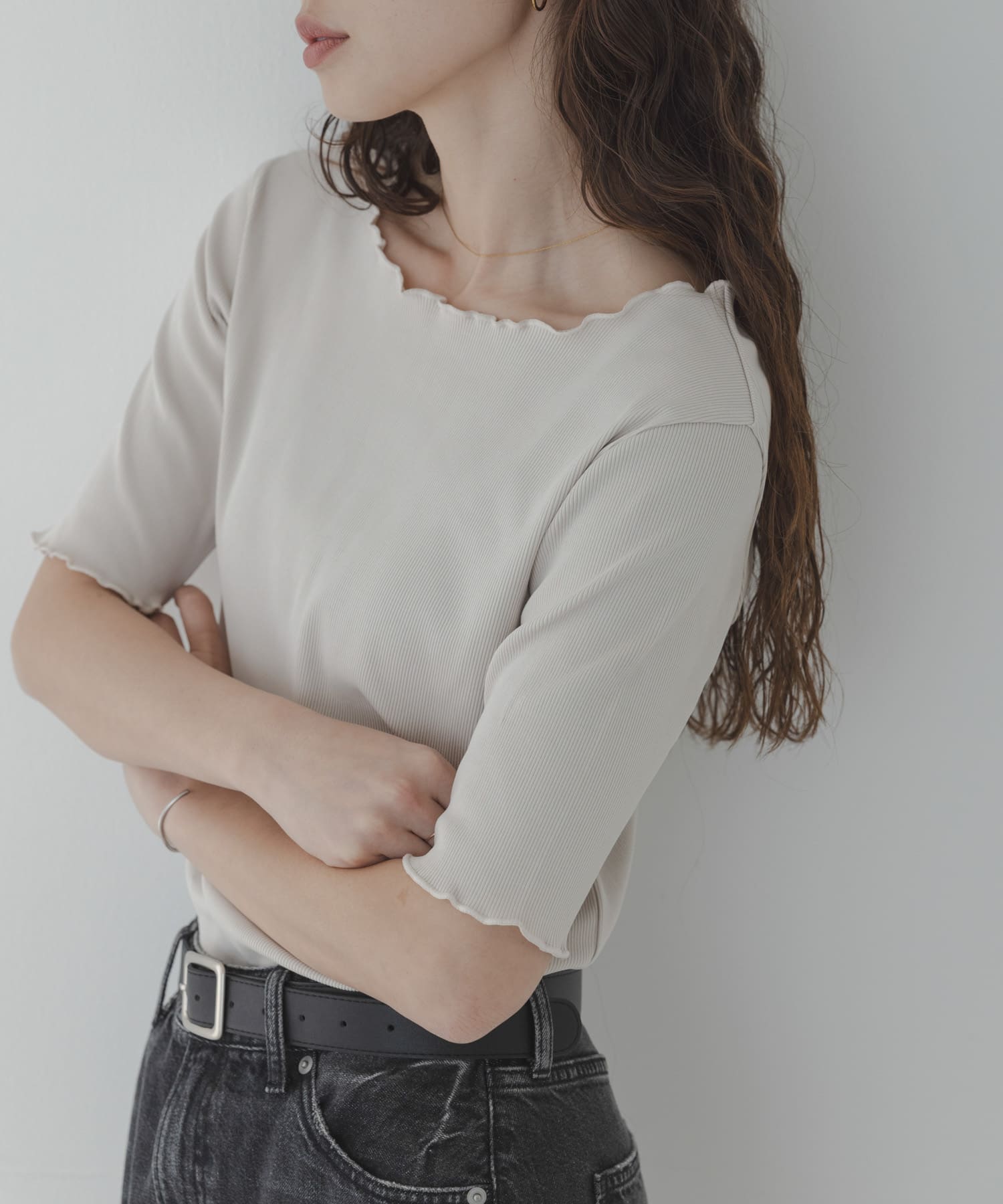 汗ジミ防止メロウクルーネックアソートプルオーバー