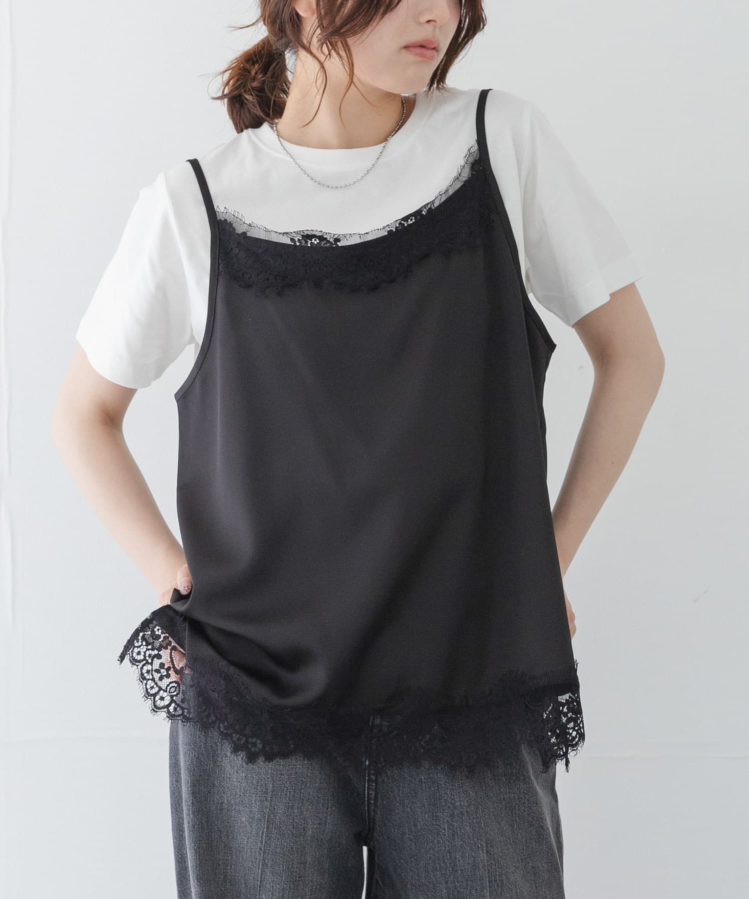 レースキャミソール×Tシャツ SET