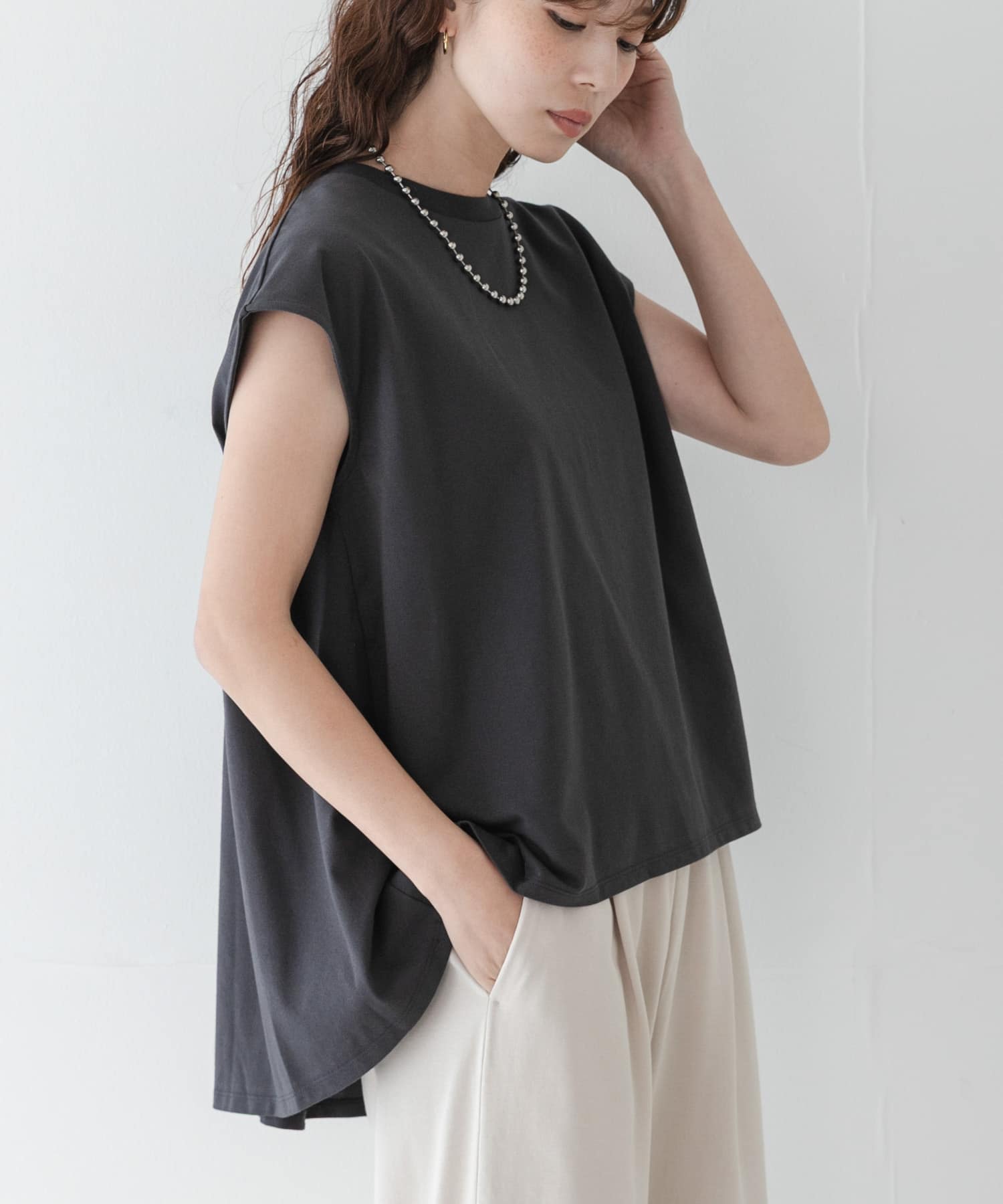 接触冷感バックフレアフレンチTシャツ(Free オフ): トップス｜URBAN