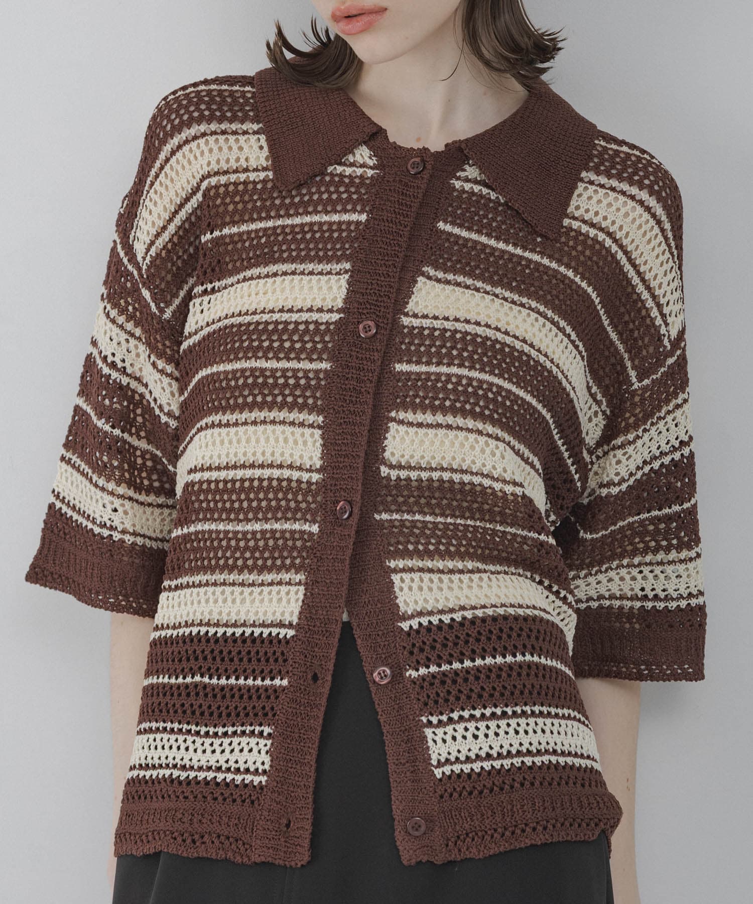 メッシュニットオーバーシャツ