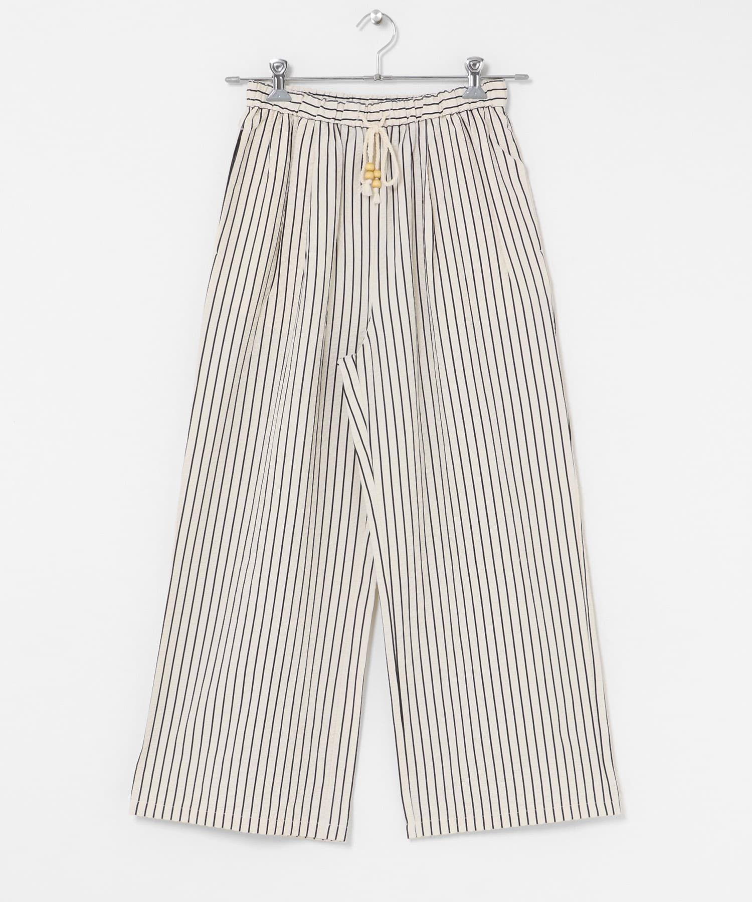 ストライプセミワイドイージーパンツ オフ Free