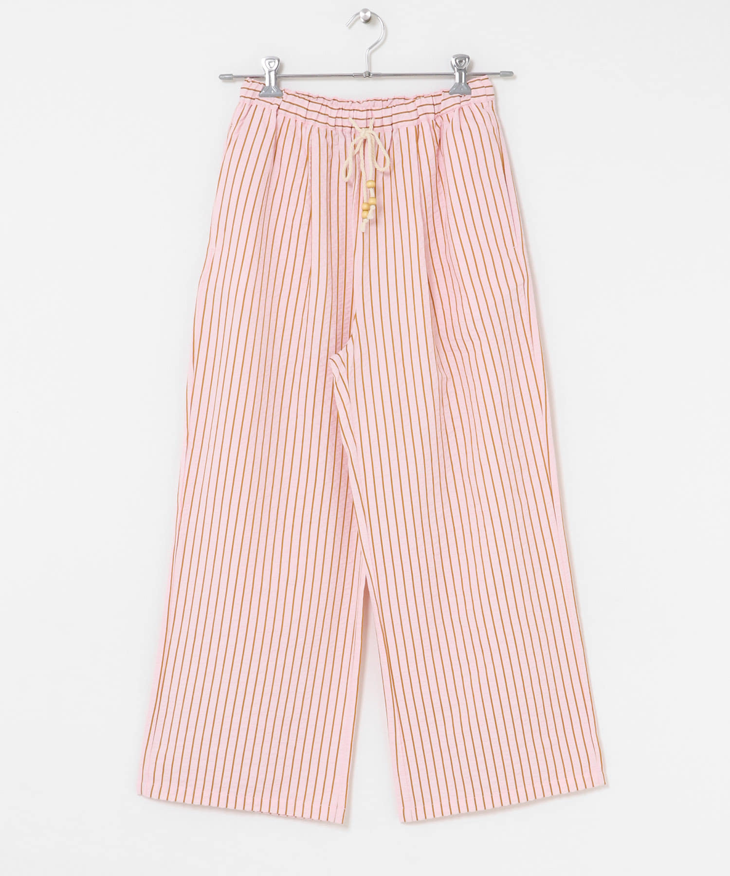 ストライプセミワイドイージーパンツ ピンク Free