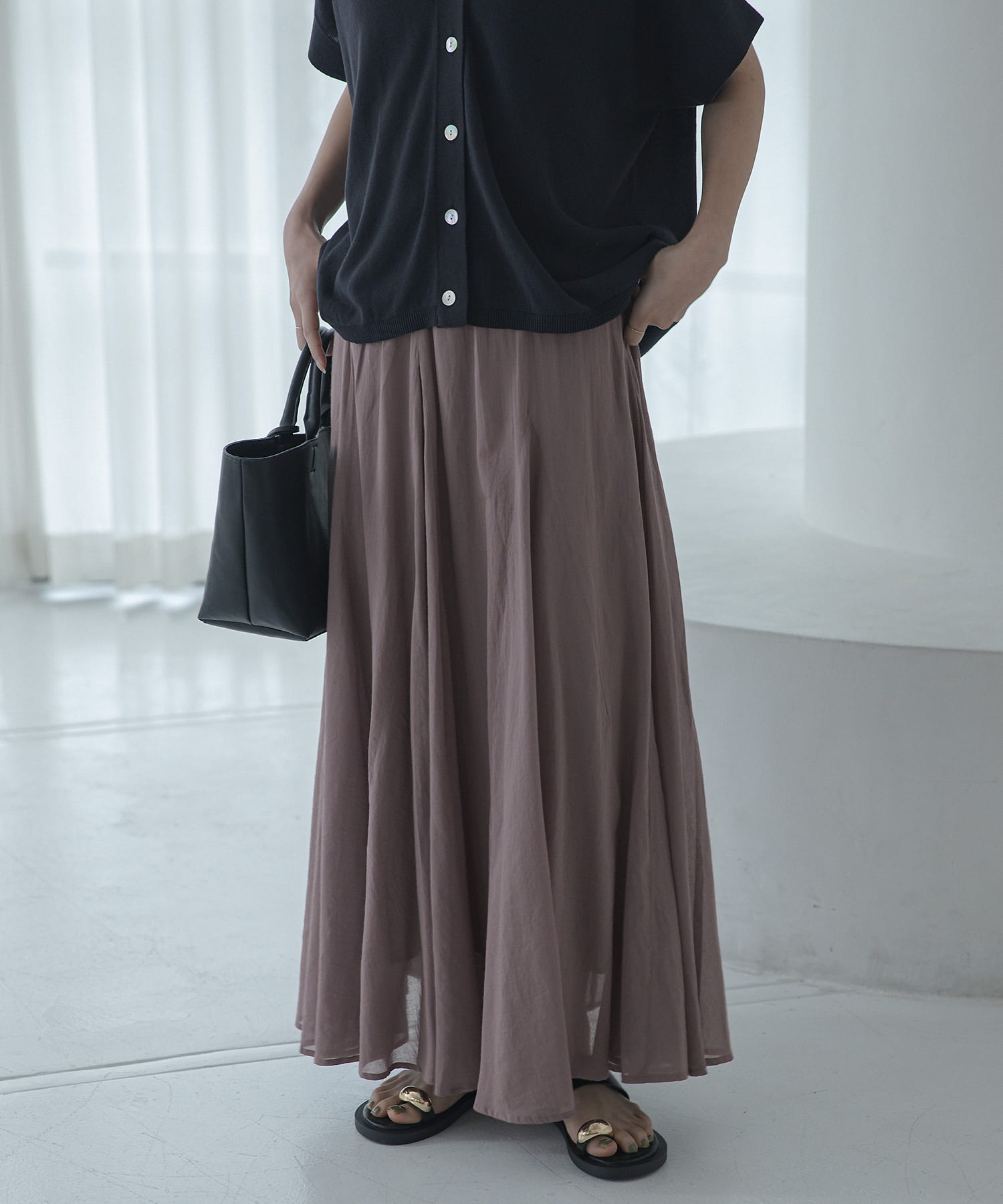 XS・TALL展開あり』カルゼハイウエストラップスカート(XS GREEN