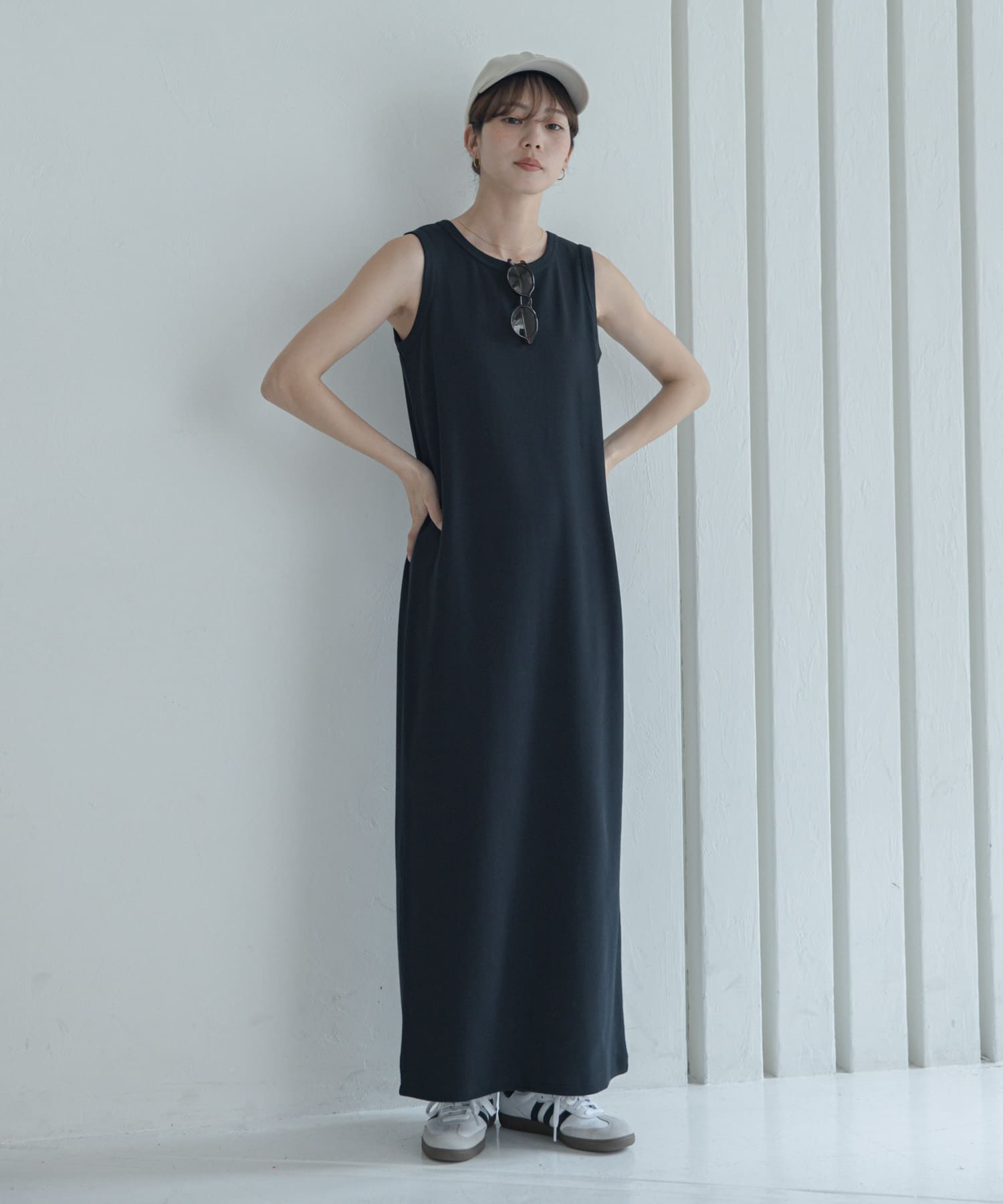 38サイズ/WEB限定』Iラインカットワンピース(36 ネイビー): ワンピース