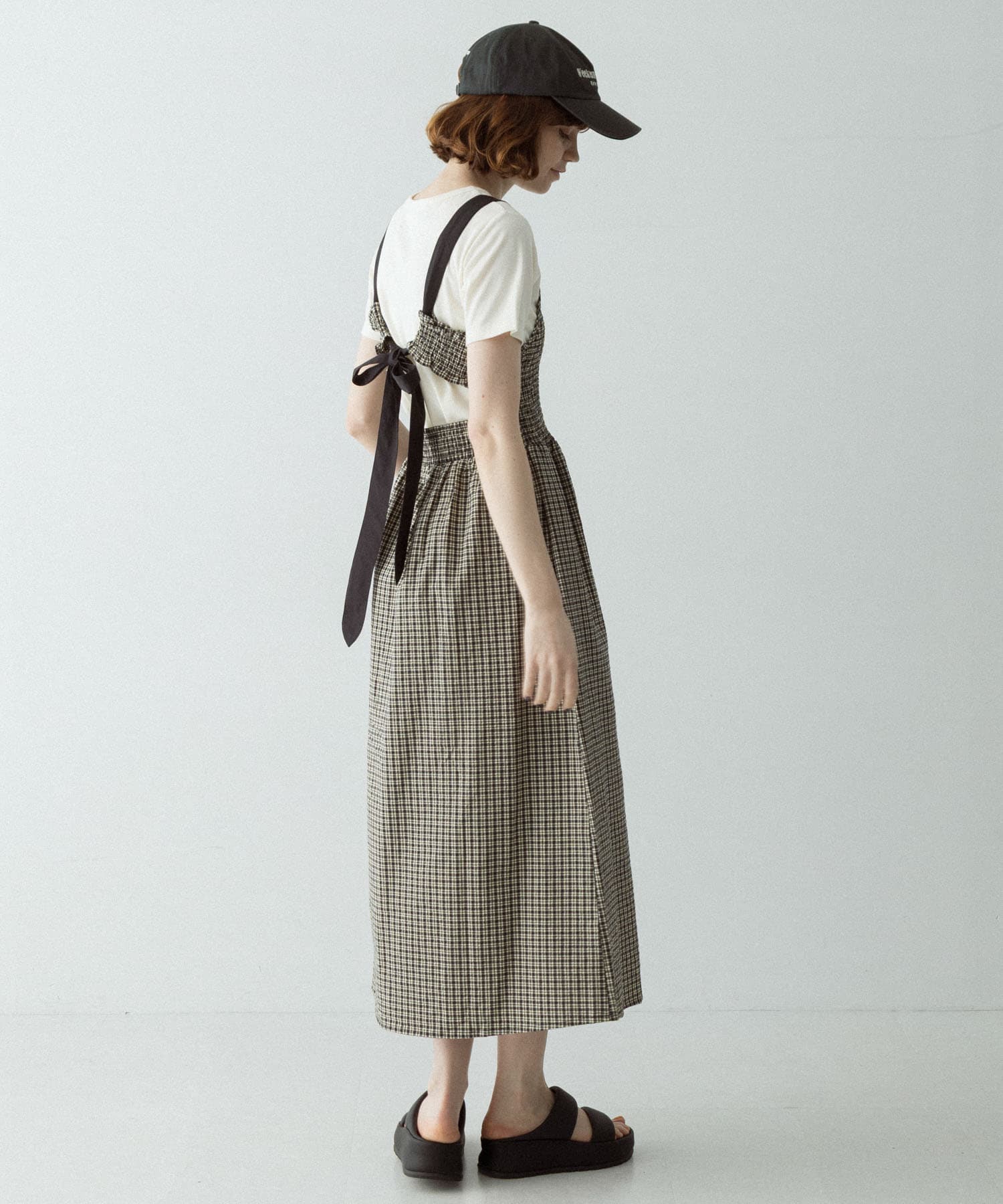 サマーチェックシャーリングキャミワンピース