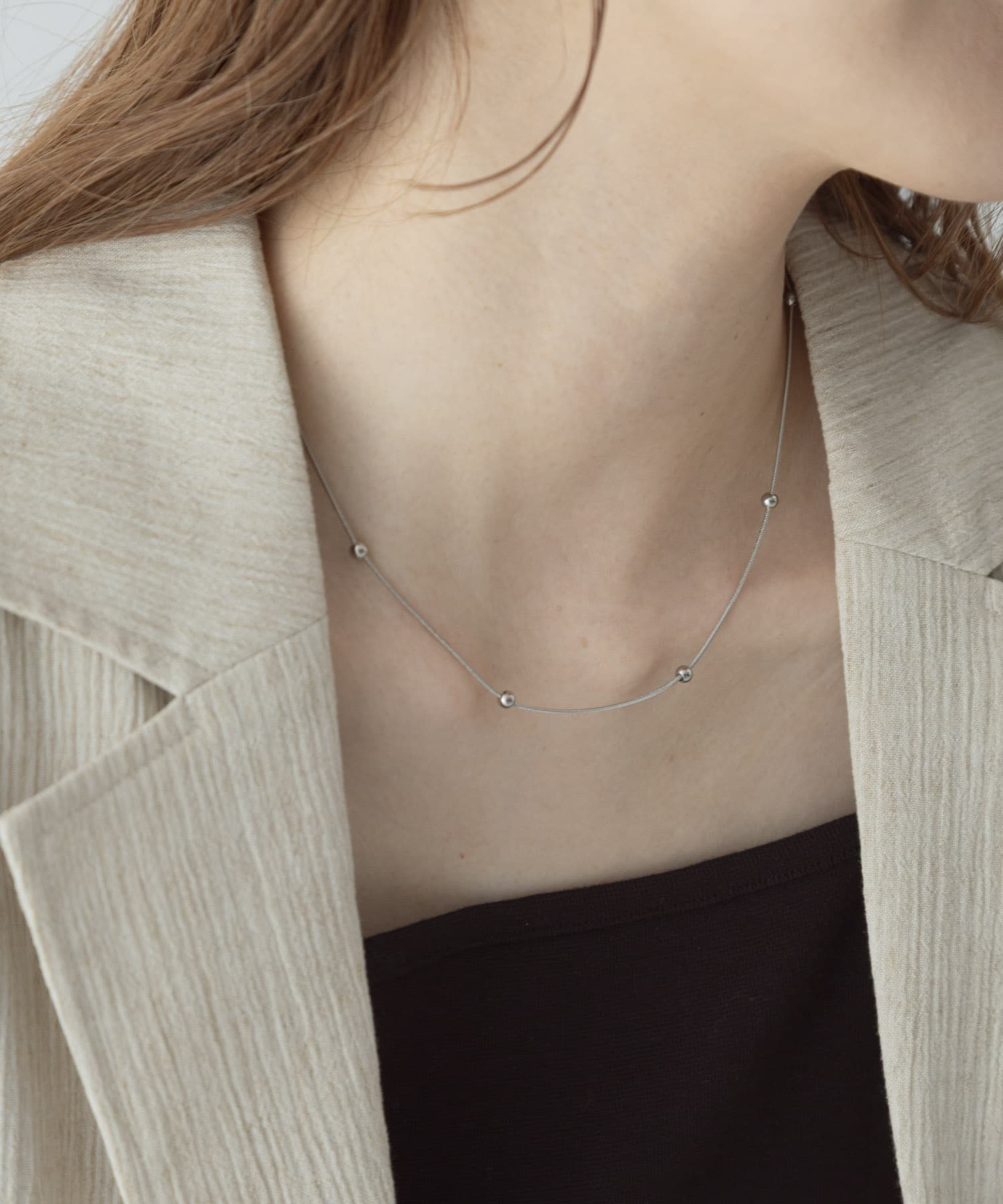 ステンレスボール×スネークチェーンネックレス