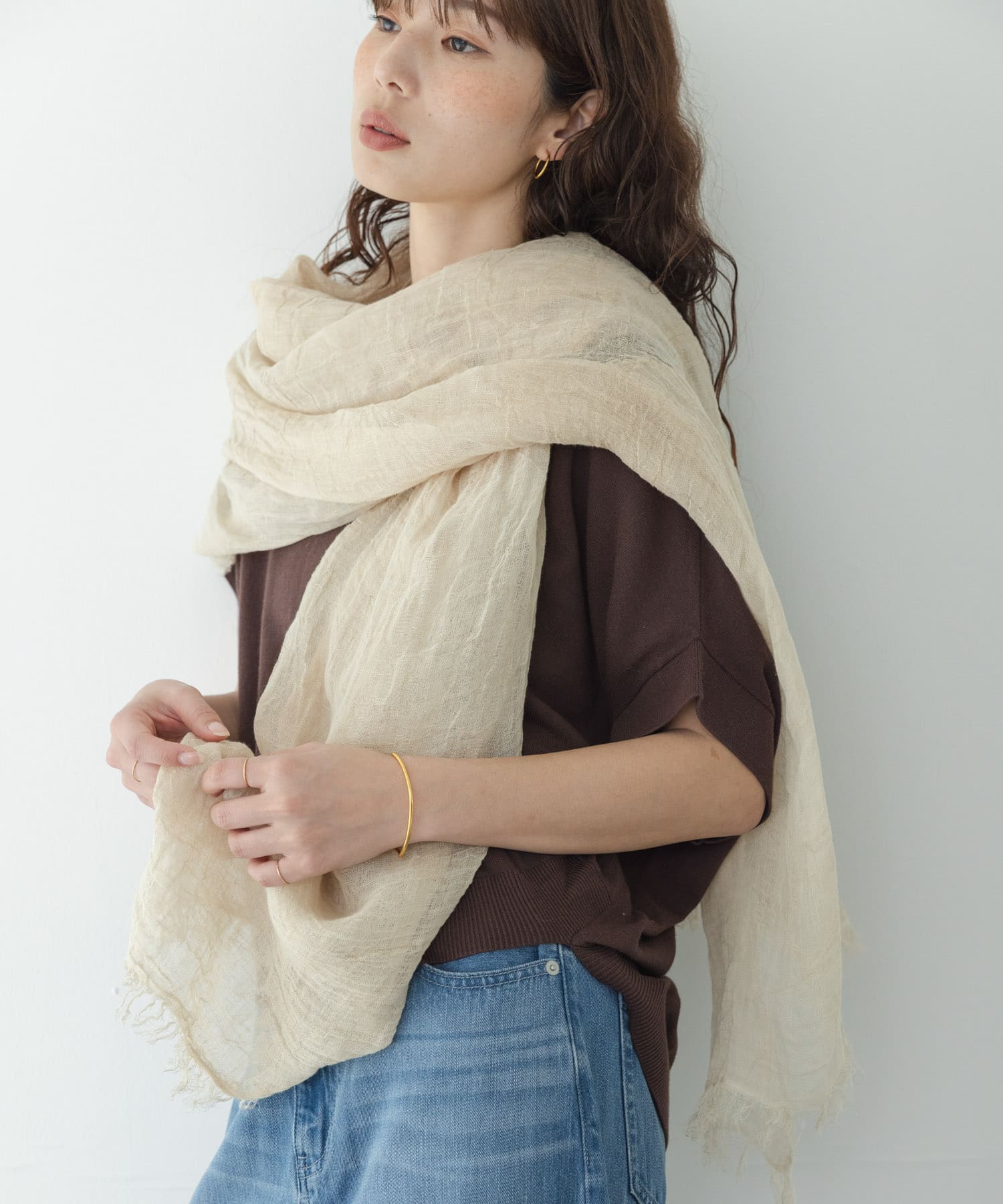 イタリア製リネンストール ベージュ One