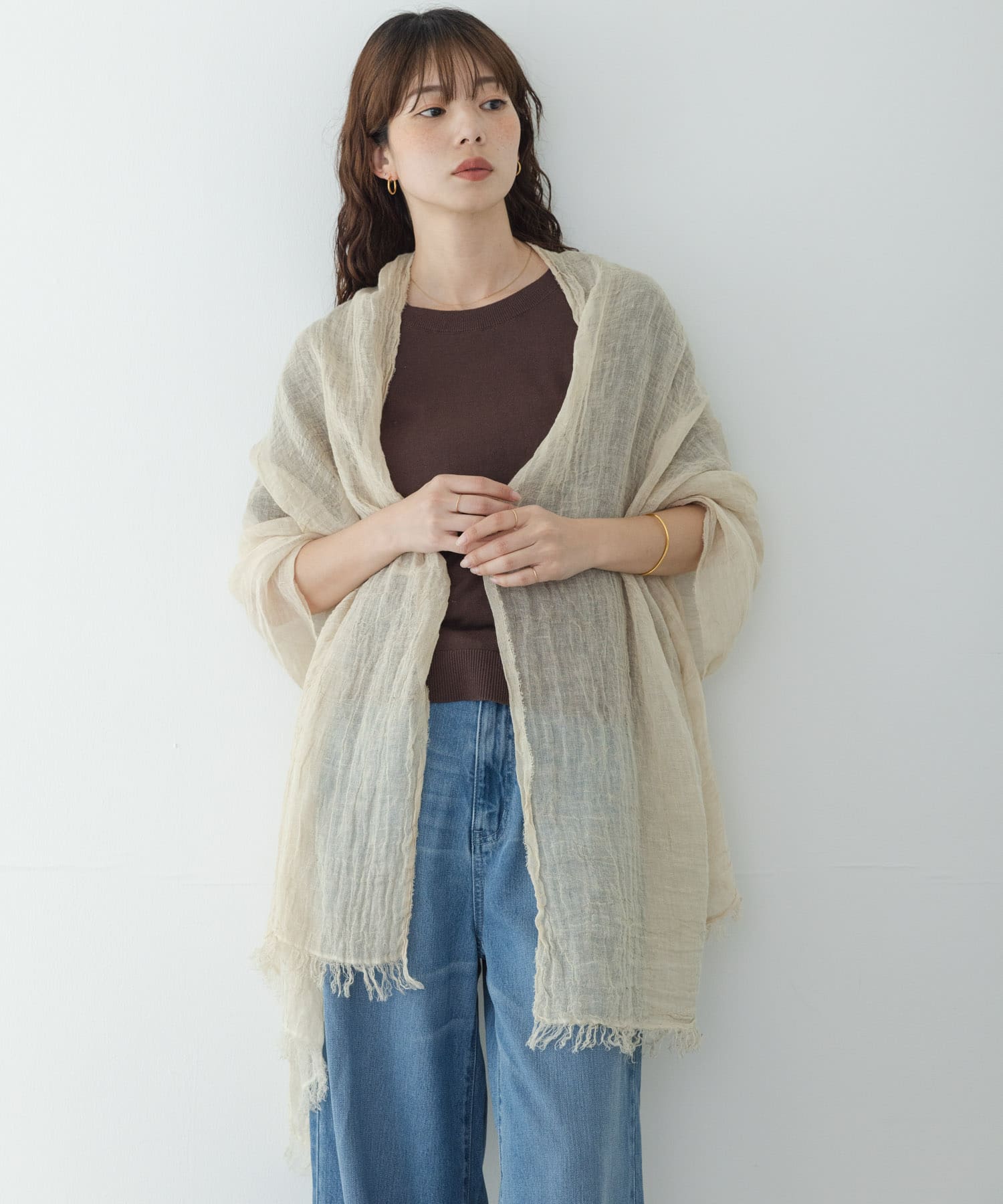 イタリア製リネンストール ベージュ One