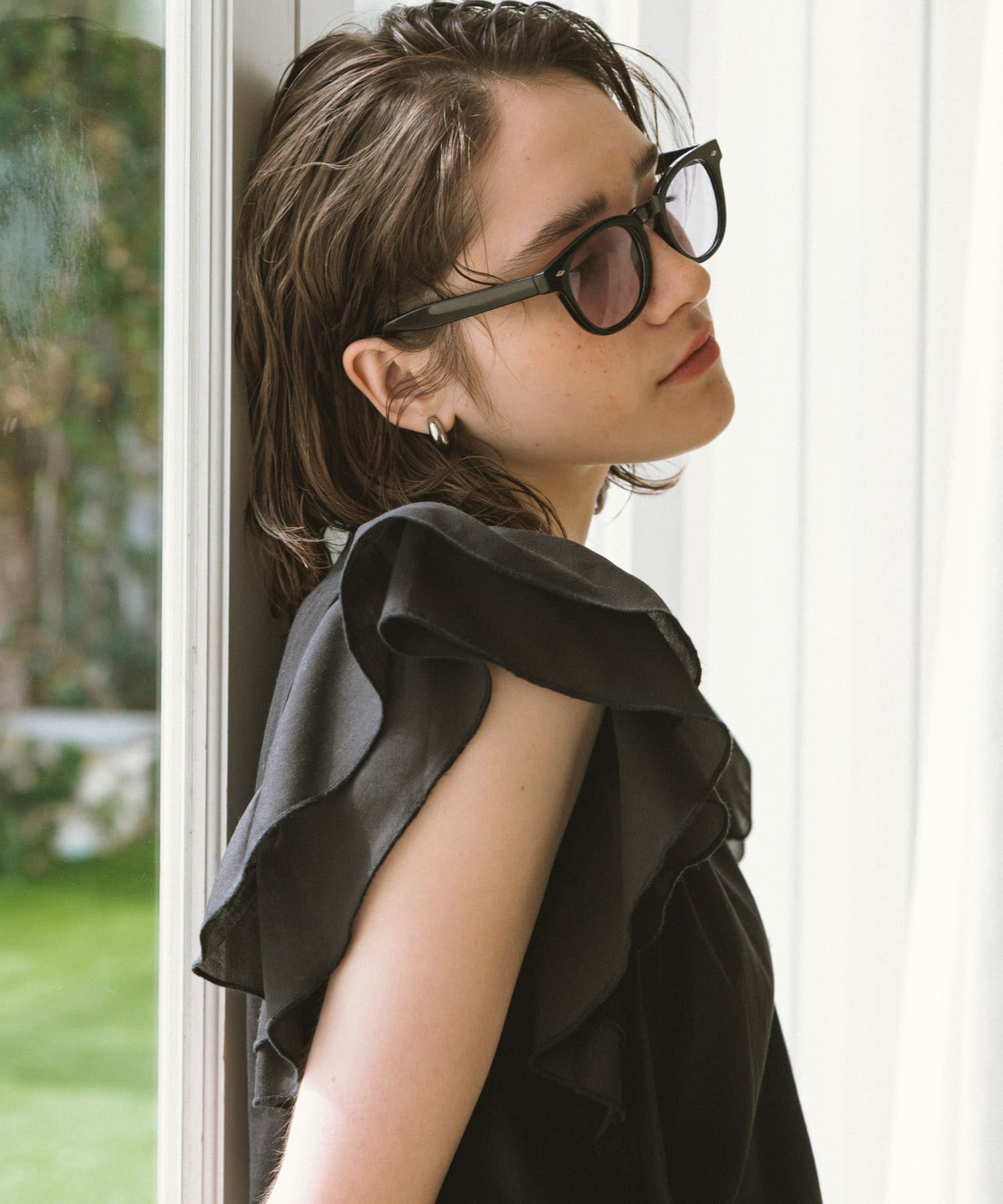 Swayme　調光ワイドフレームサングラス ブラック One